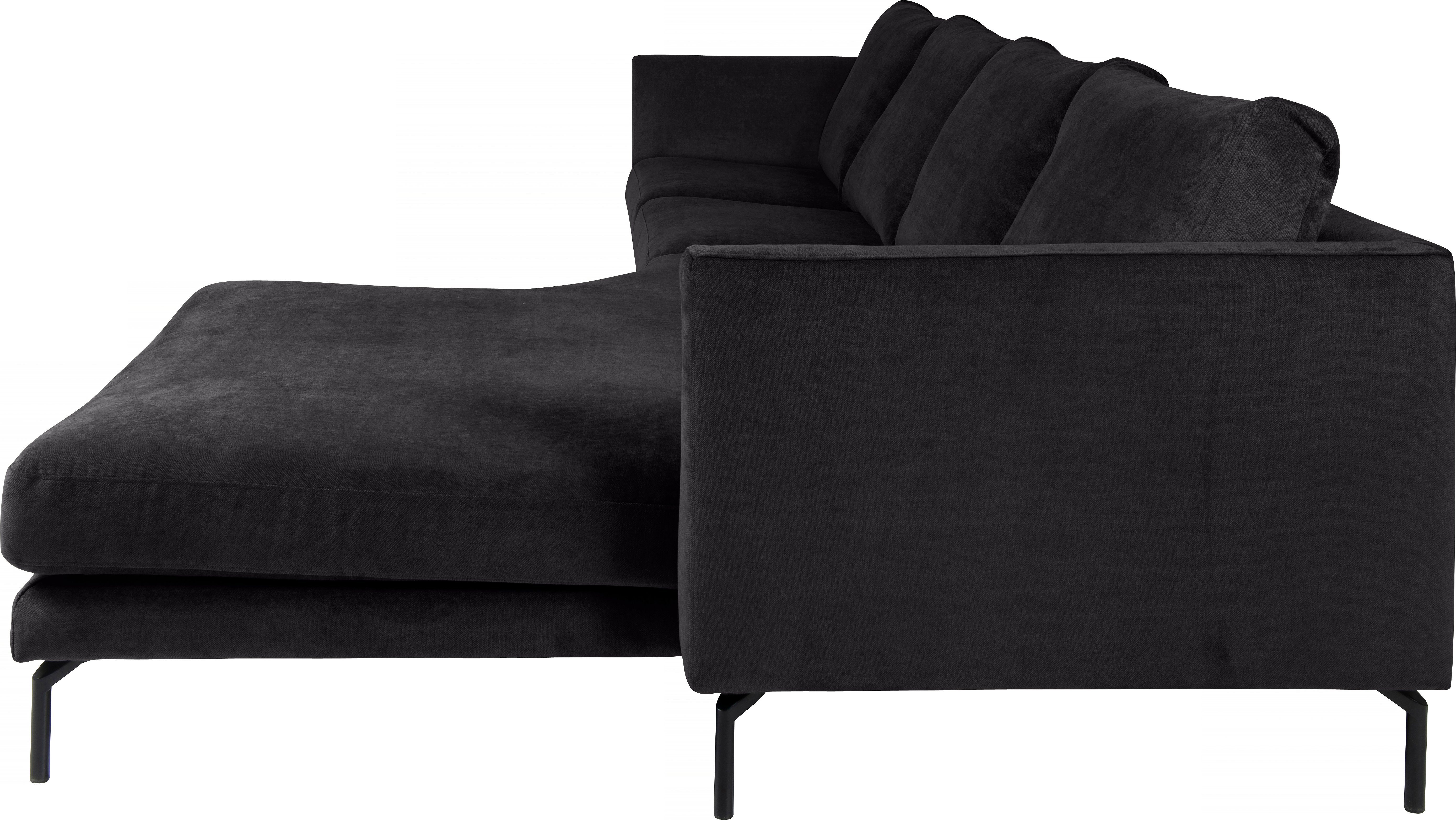 Longchair, im mit abgerundetem skandinavischen Ecksofa, Design antracit furninova