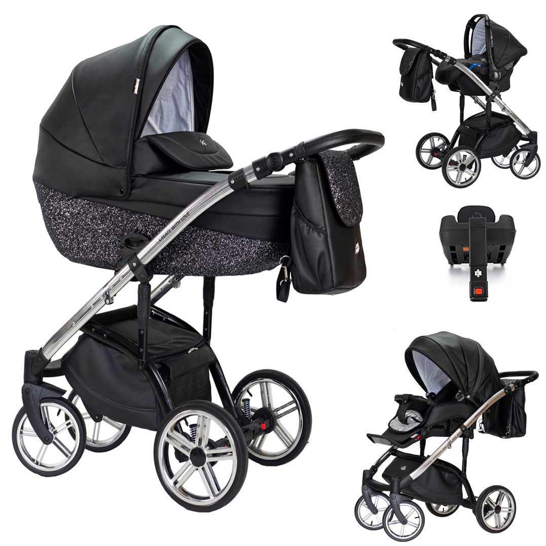 Kombi-Kinderwagen Vip Lux 5 in 1 inkl. Sportsitz, Autositz und Iso Base in 18 Farben
