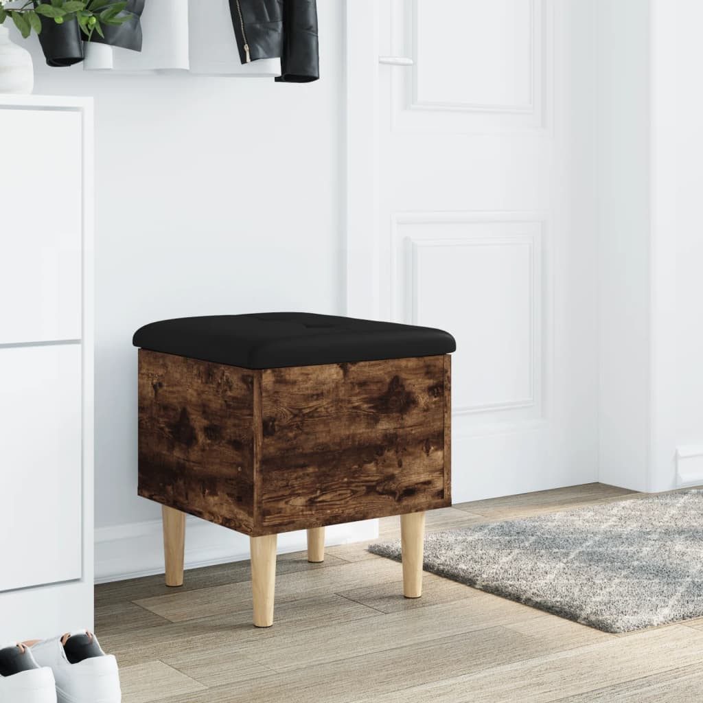 furnicato Truhenbank Sitzbank Räuchereiche 42 x 42 x 46 cm mit Stauraum und Kissen