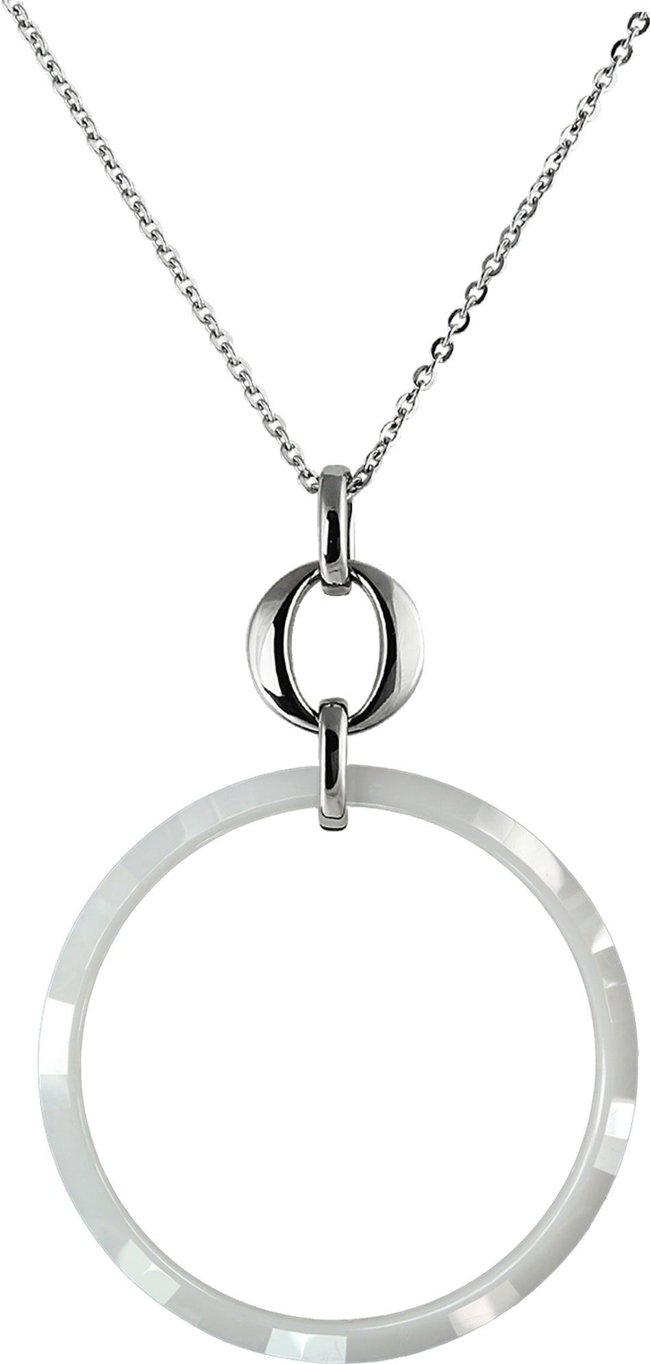 Amello Edelstahlkette Amello Circle Halskette silber weiß (Halskette), Damen Halsketten (Circle) aus Edelstahl (Stainless Steel)