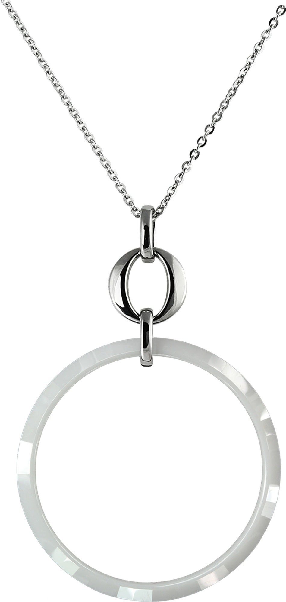 Amello Edelstahlkette Amello Circle Halskette silber weiß (Halsketten, Halskette), Damen Halsketten (Circle) aus Edelstahl (Stainless Steel)