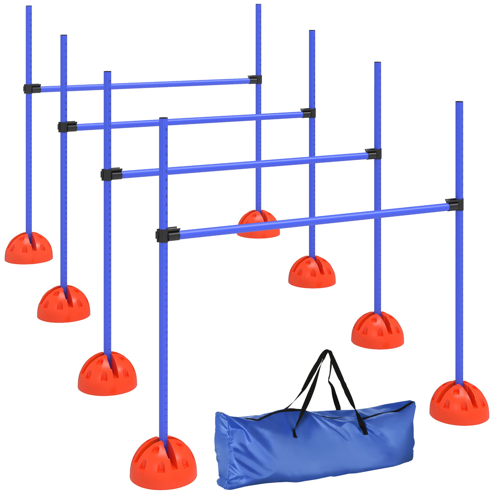 PawHut Agility-Hürde Sprungtrainings-Set für Hunde, Kunststoff, Agility Set (4-tlg) für Hundetraining, Spiele Training, Blau+Orange