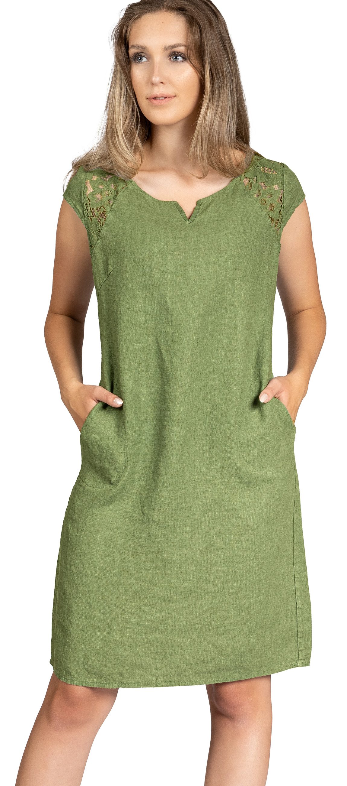 Caspar Sommerkleid SKL042 Damen Sommer Leinenkleid günstig online kaufen