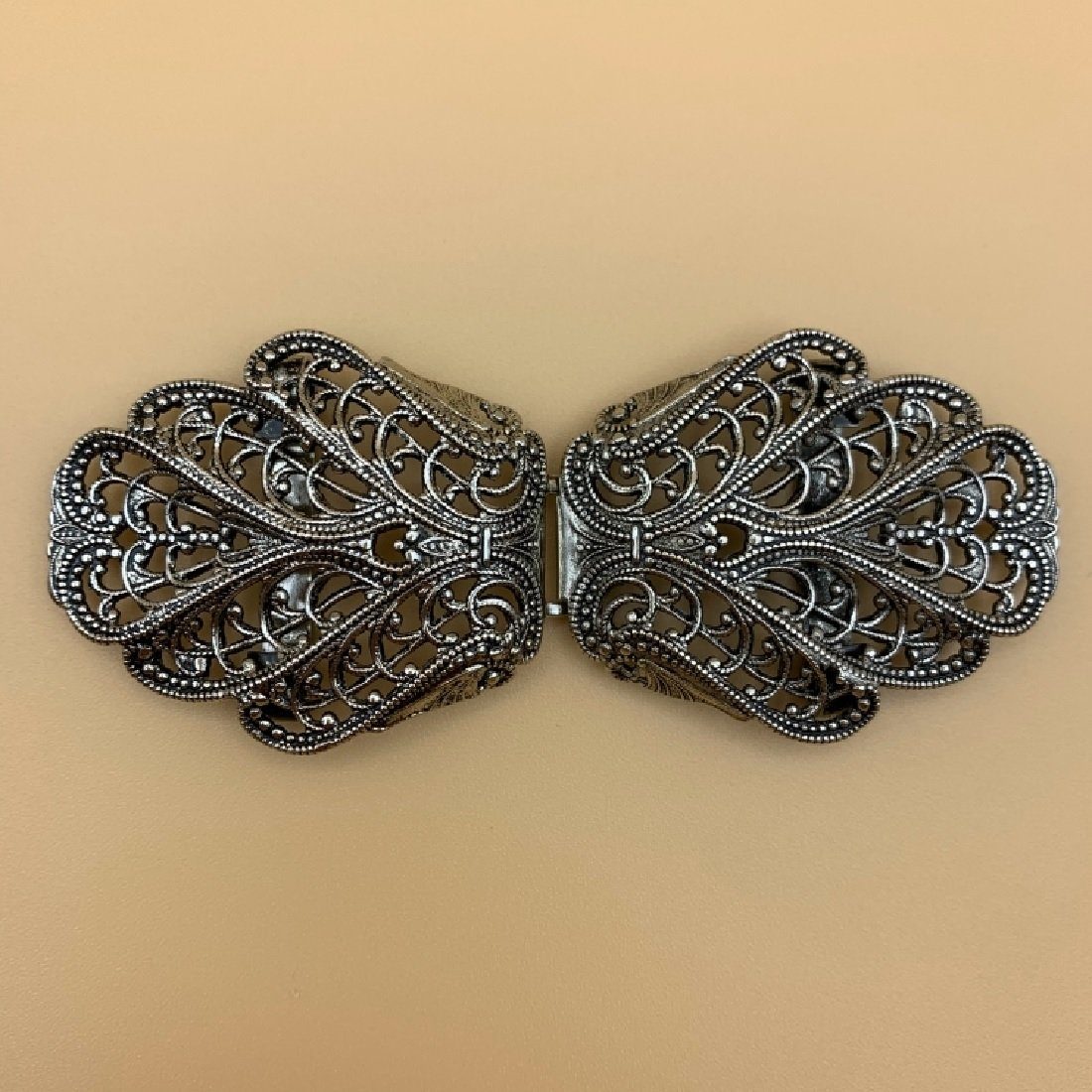 Pezzo D'oro Gürtelschnalle Trachtenschließe filigran, Schnalle für Dirndlschürze, altsilber (5-St)