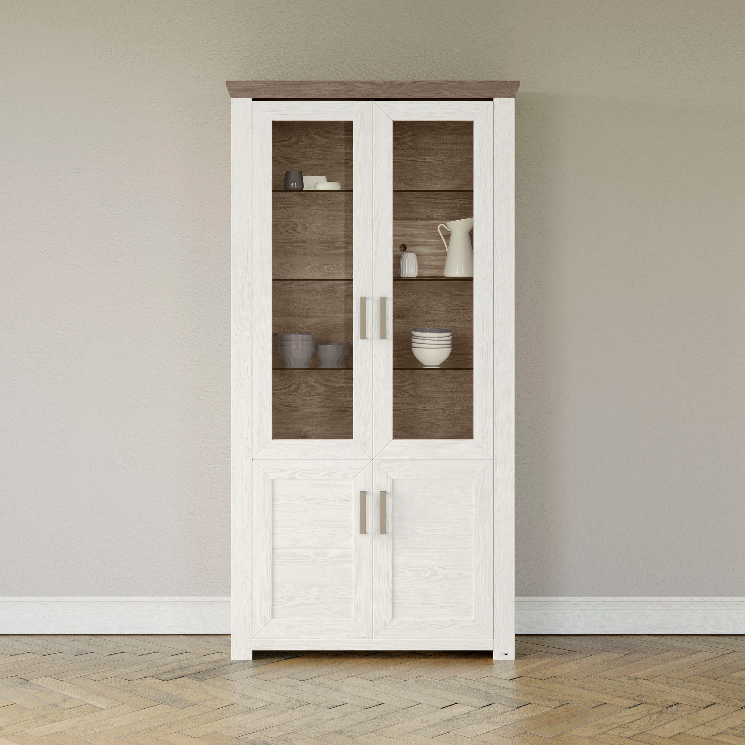 set one by Musterring Standvitrine York Typ 17, mit zwei Glastüren, in 3 Farbvarianten, Höhe 207 cm