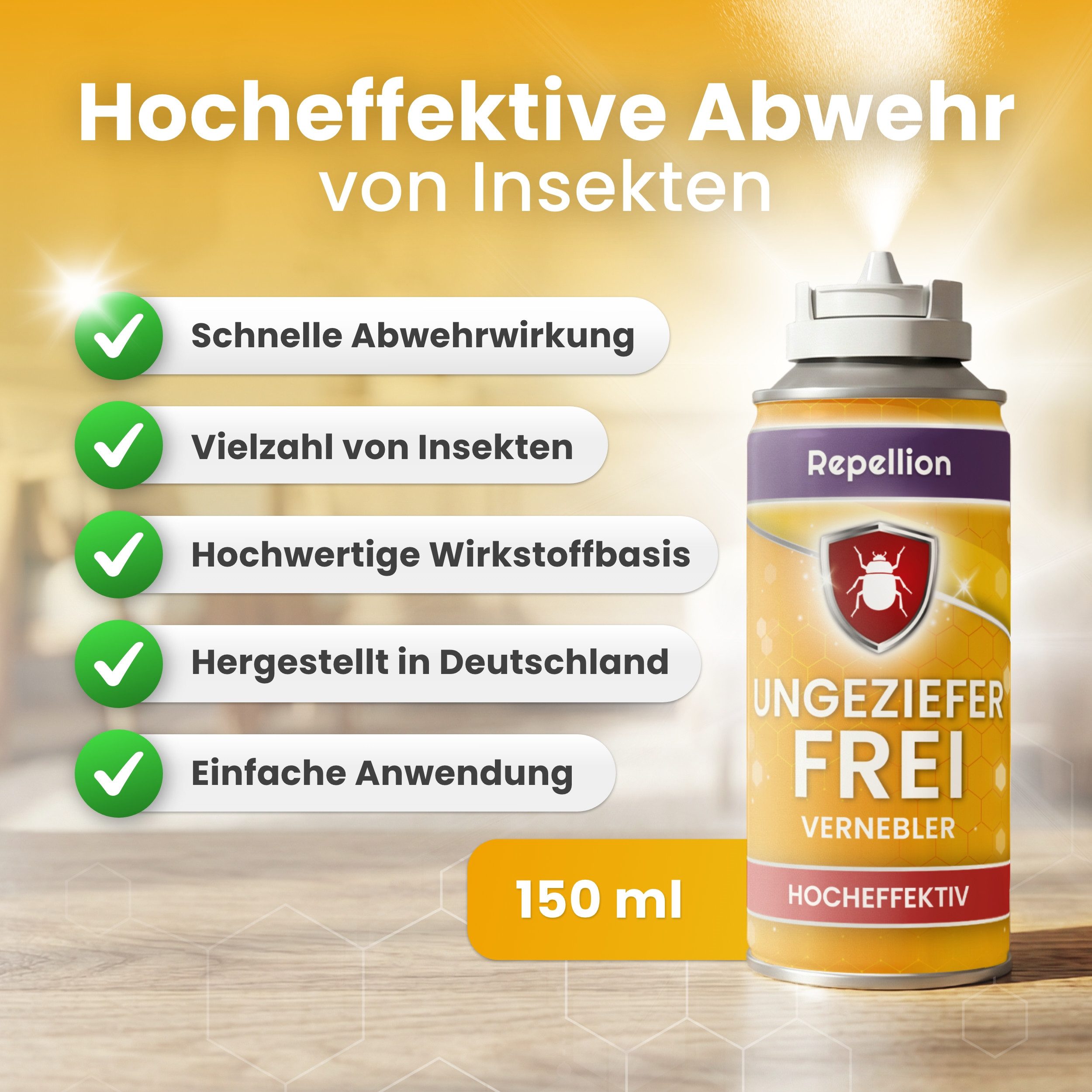 Repellion Insektenspray Anti Ungeziefer Fogger für Wohnräume – Ungeziefer Vernebler, 150 ml, Ungeziefer Bombe zur Raumbehandlung gegen Ungeziefer