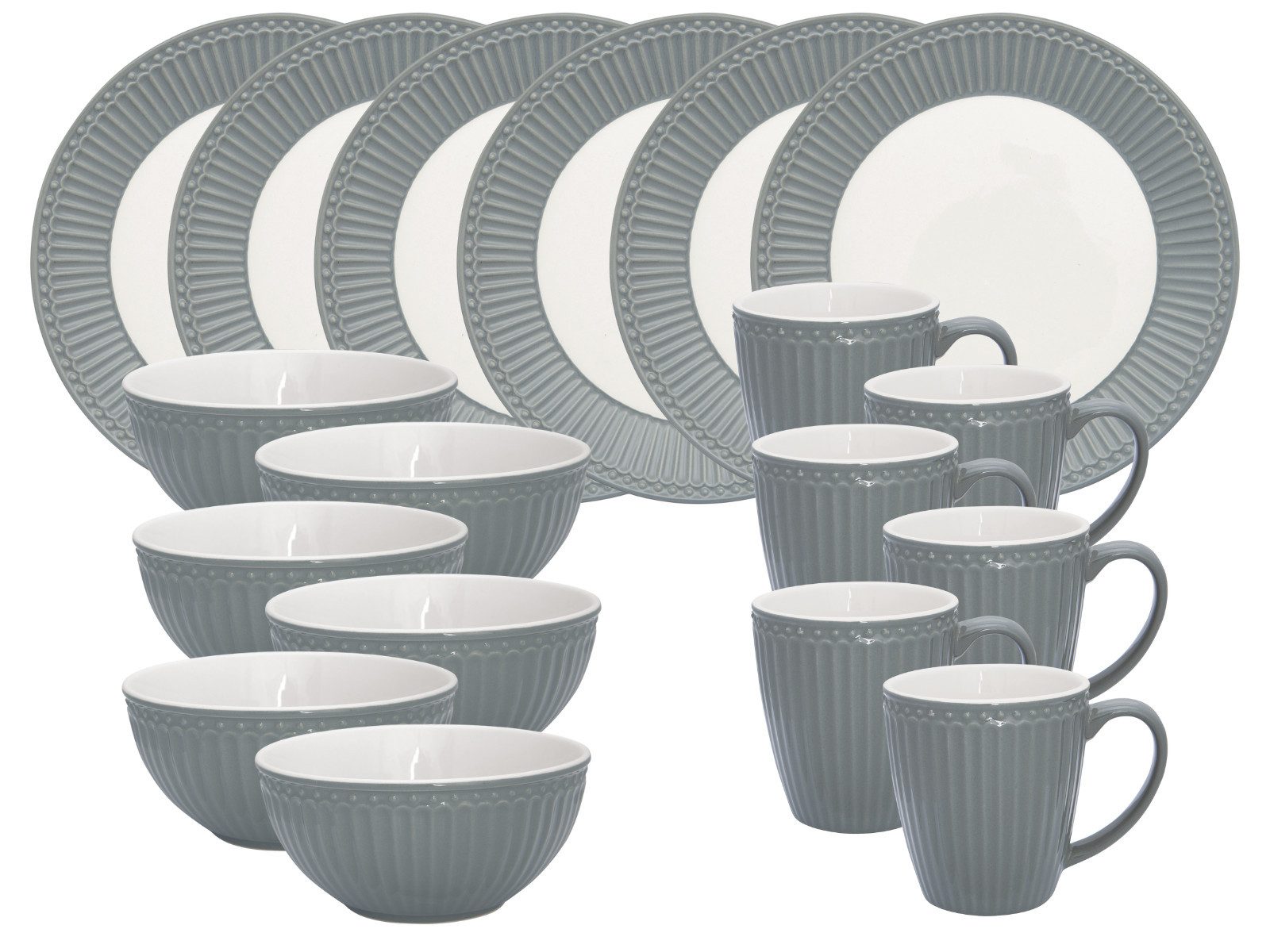 Greengate Frühstücks-Set Alice Frühstücksset stone grey 18tlg