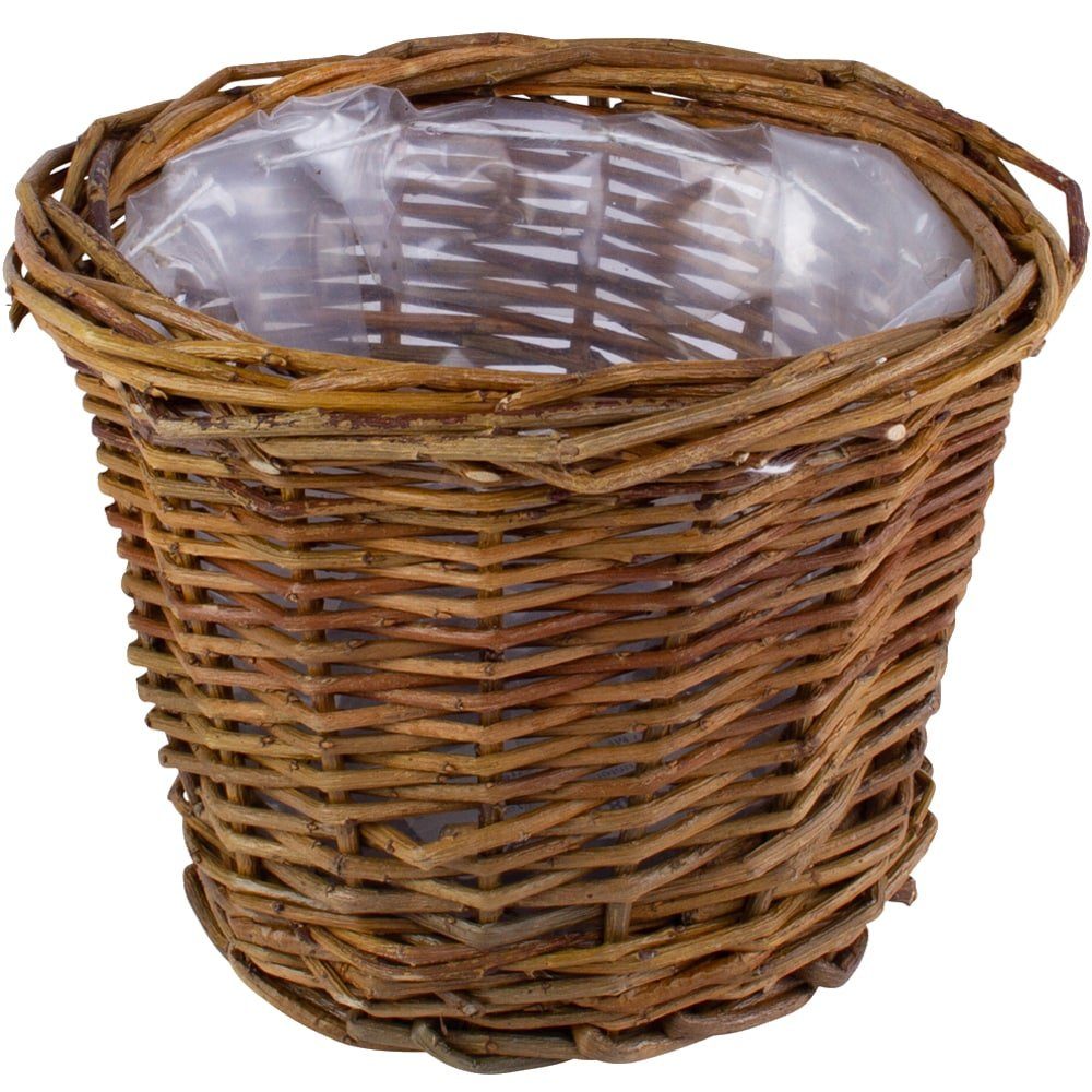 Blumentopf Pflanzkorb Weidekorb Übertopf rund foliert braun 1 Stk Ø 13x9 cm