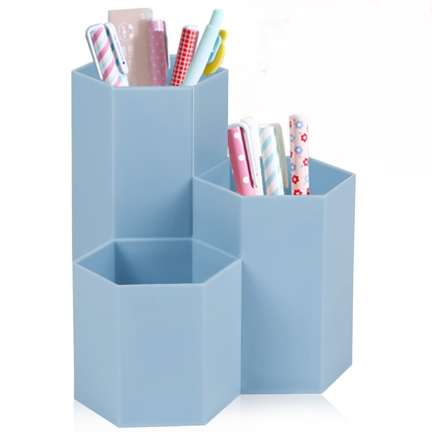 Stiftebox aus Kunststoff,Hexagonal Stifthalter,Stück schreibtisch bleistift aufbewahrungsbox,Schreibwaren Stifthalter Box,Multifunktionaler Stifthalter,Schreibtisch Stifthalter 