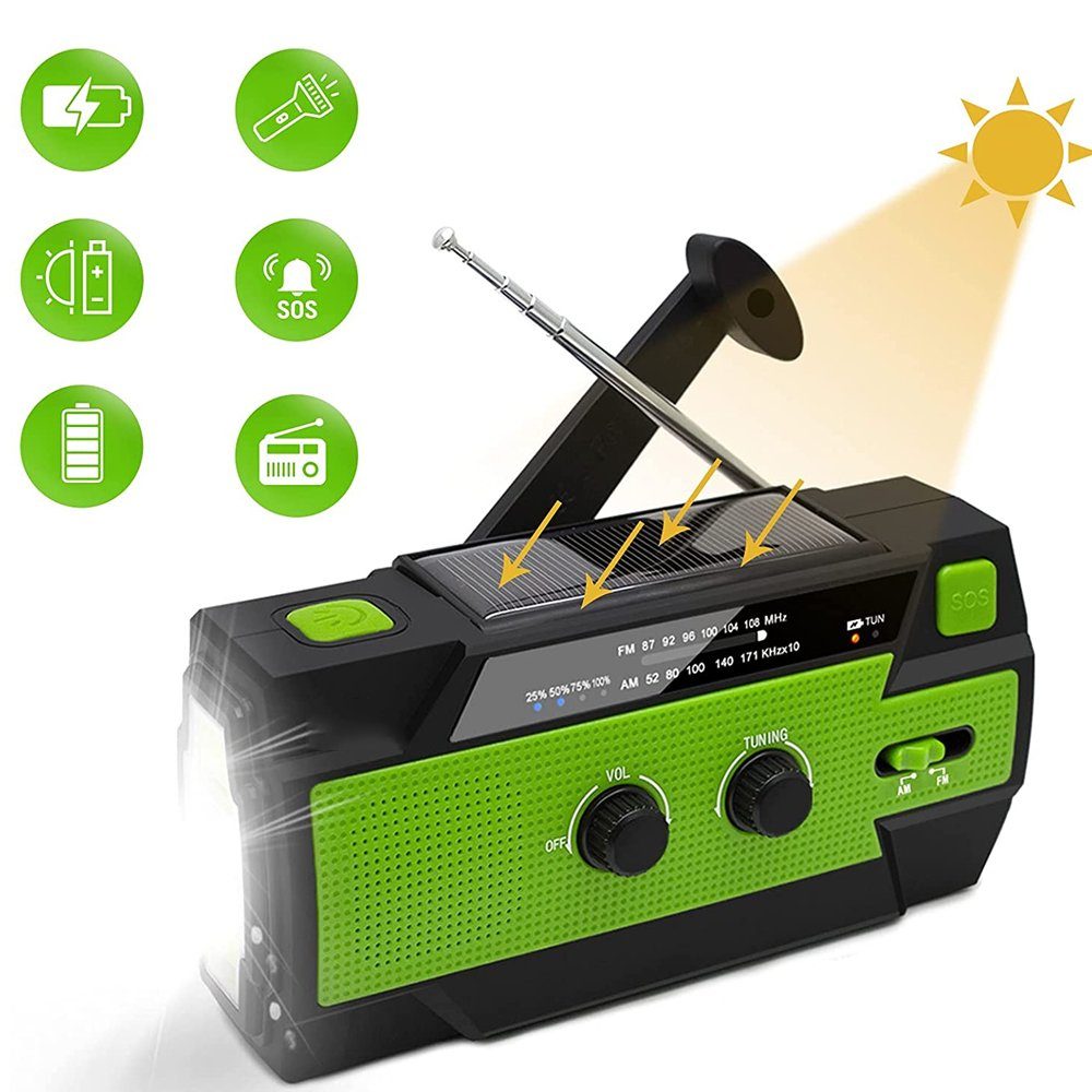 Leselampe SOS-Alarm) (AM/FM, Bedee 4 Radio LED Bewegungssensor, AM/FM mit Radio, Kurbelradio Dynamo Modi Tragbar LED Solar mit Radio Taschenlampe,