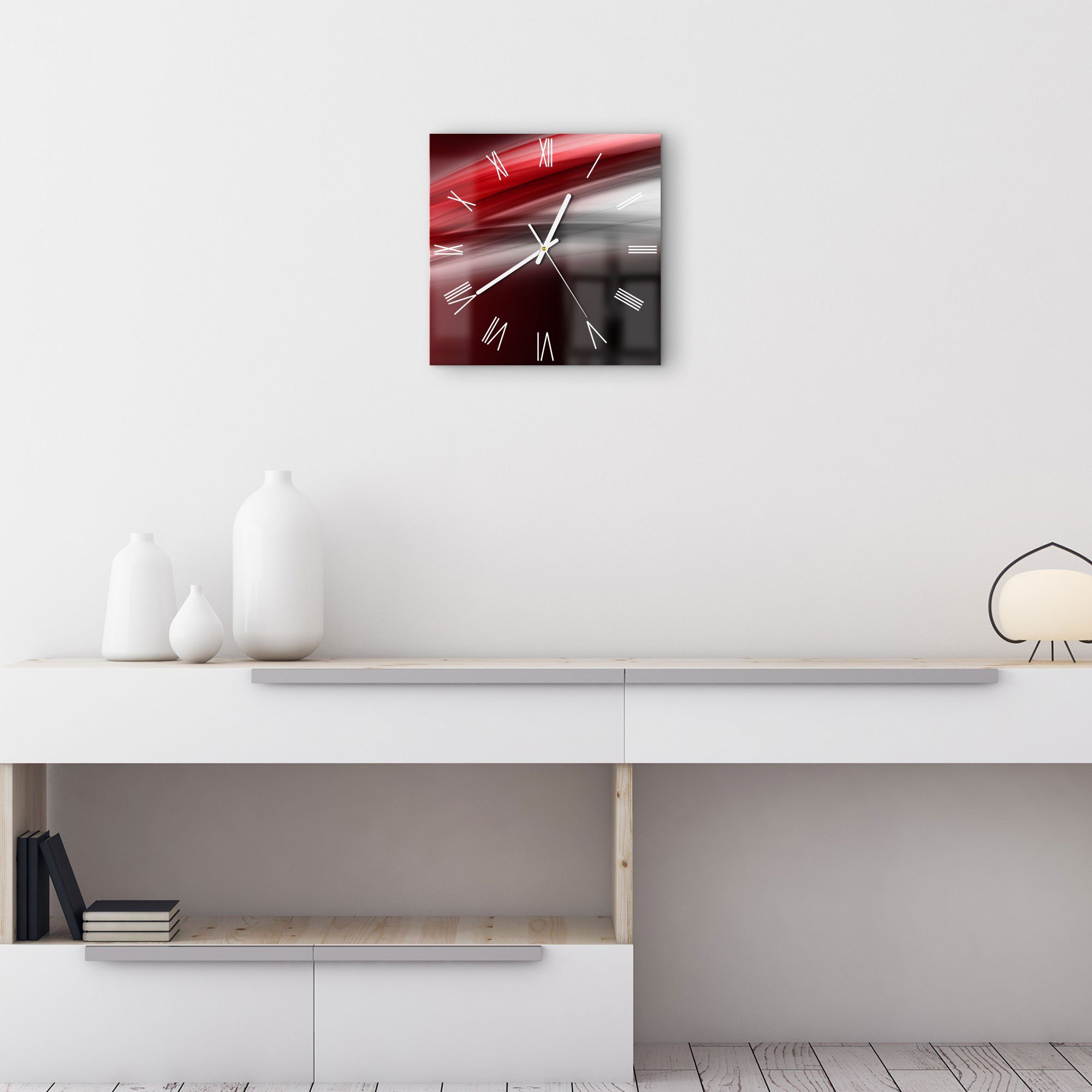 DEQORI Wanduhr 'Energiegeladener Schweif' (Glas Glasuhr modern Wand Uhr Design Küchenuhr)