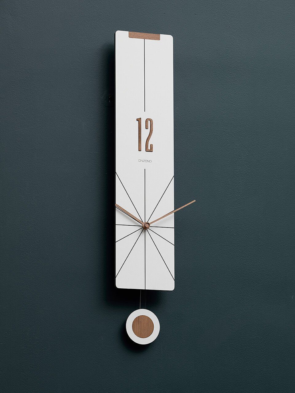 THE 14x72x1.3 Wanduhr Design-Uhr) WHITE cm PENDULUM. (handgefertigte ONZENO
