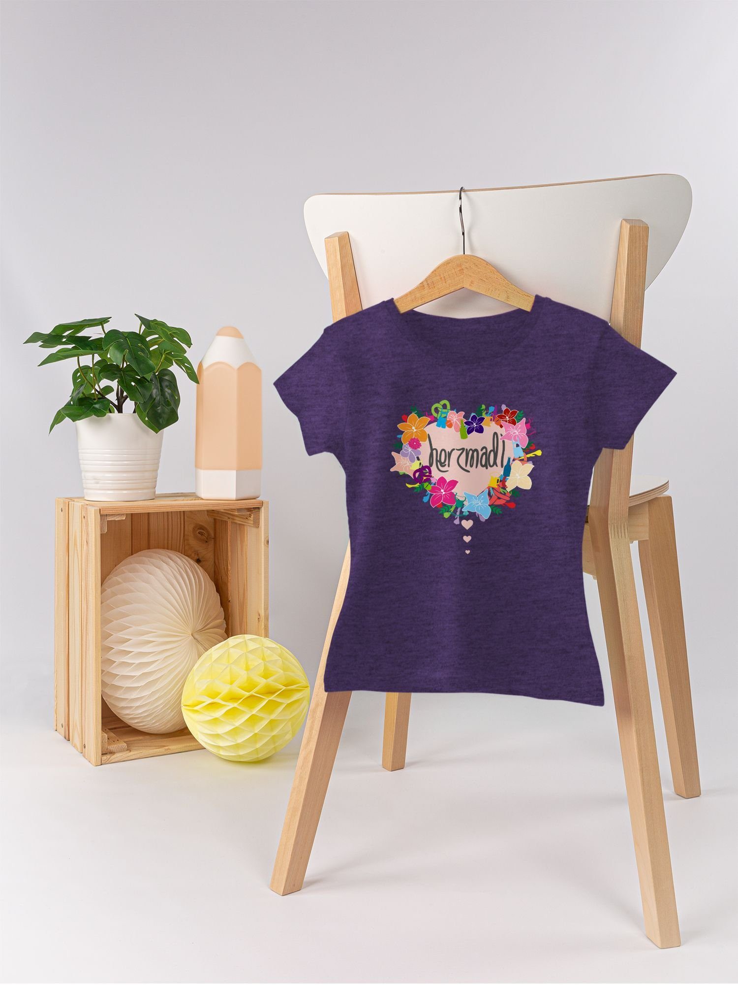 Oktoberfest Shirtracer Mode T-Shirt Kinder für Outfit Herzmadl 2 Lila Meliert