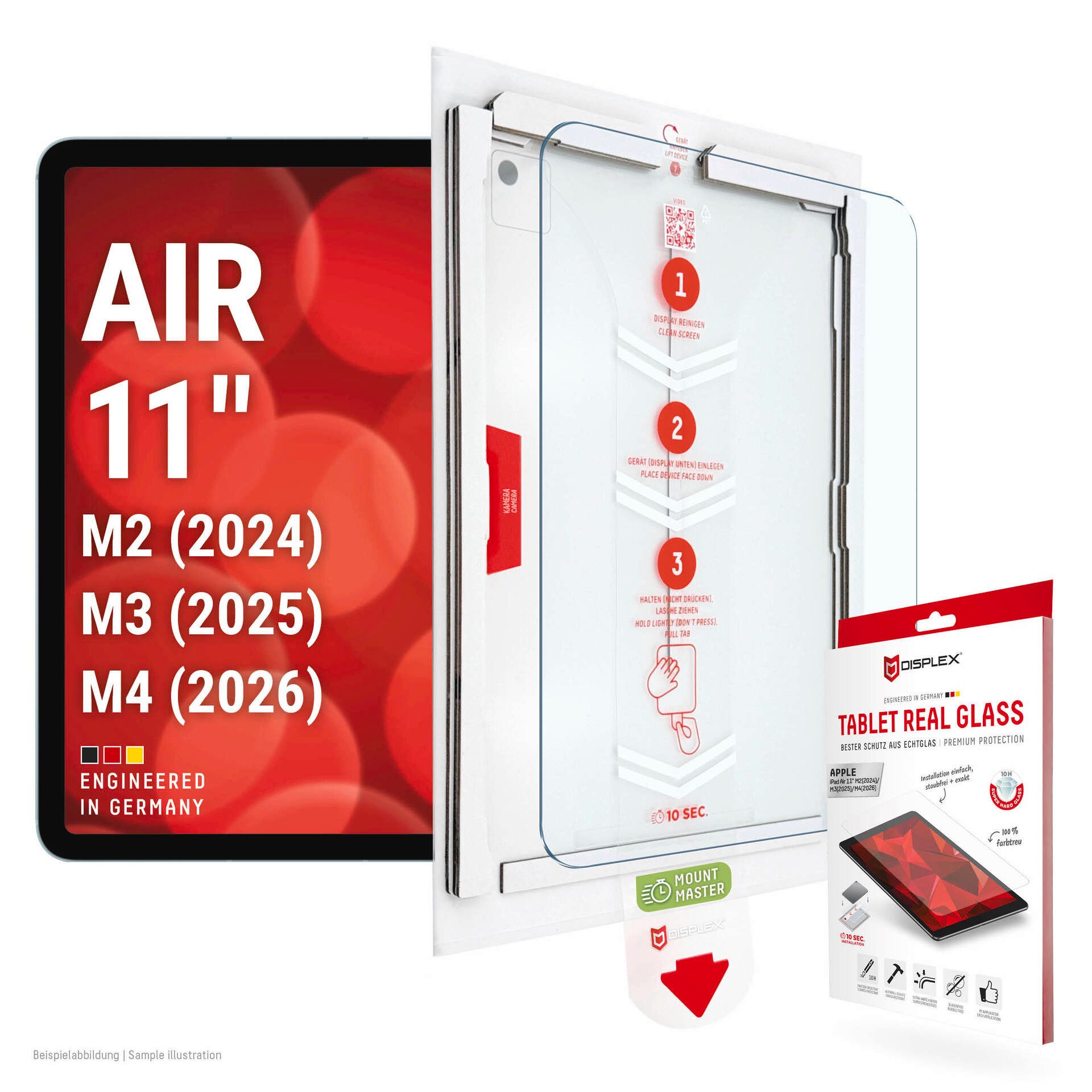 Displex Displayschutzglas Tablet Real Glass für Apple iPad Air 11'' (2026), Displayschutzfolie, Schutzfolie, Bildschirmschutz, kratz- & stoßfest