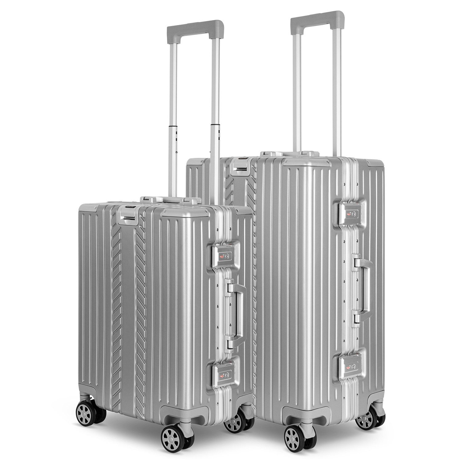 Trolley WINLIFE®Größe M, L, XL Reisekoffer Alu-Rahmen ABS & TSA Schloss Silber
