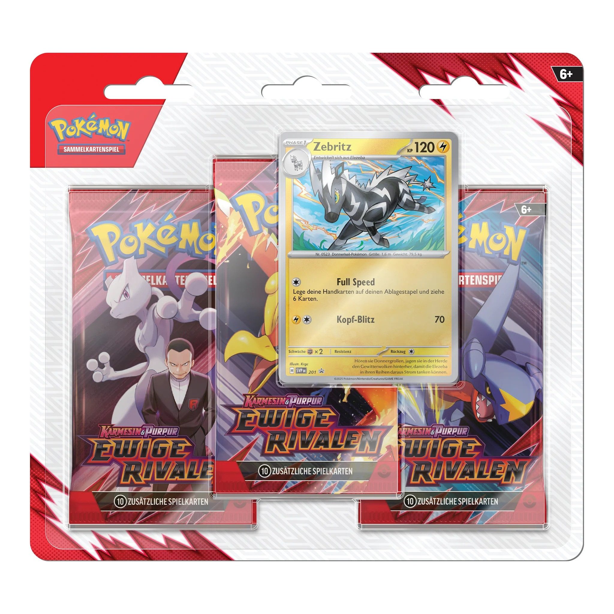 POKÉMON Sammelkarte Ewige Rivalen 3-Pack Blister Kangama Zebritz, deutsch