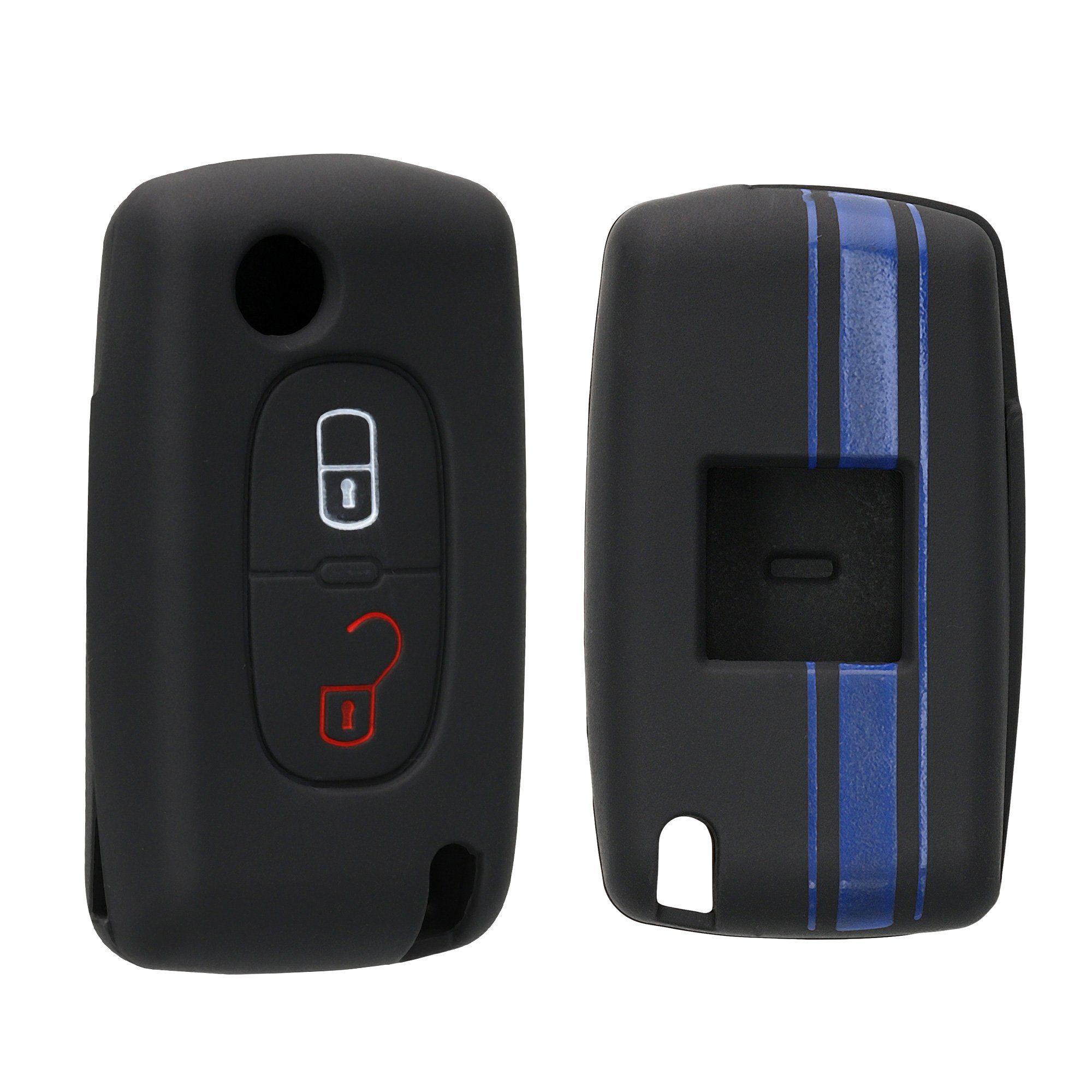 Cover Schlüsselhülle Case für Hülle Schlüsseltasche Citroen, Peugeot kwmobile Autoschlüssel Schlüssel Blau