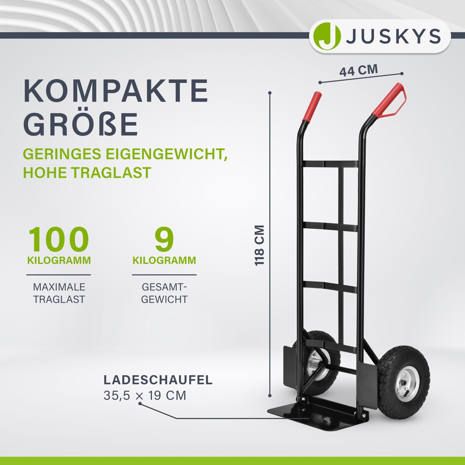 Juskys Sackkarre Basic, klappbar, mit großen Luftreifen und massivem Stahlrahmen, bis 100 kg