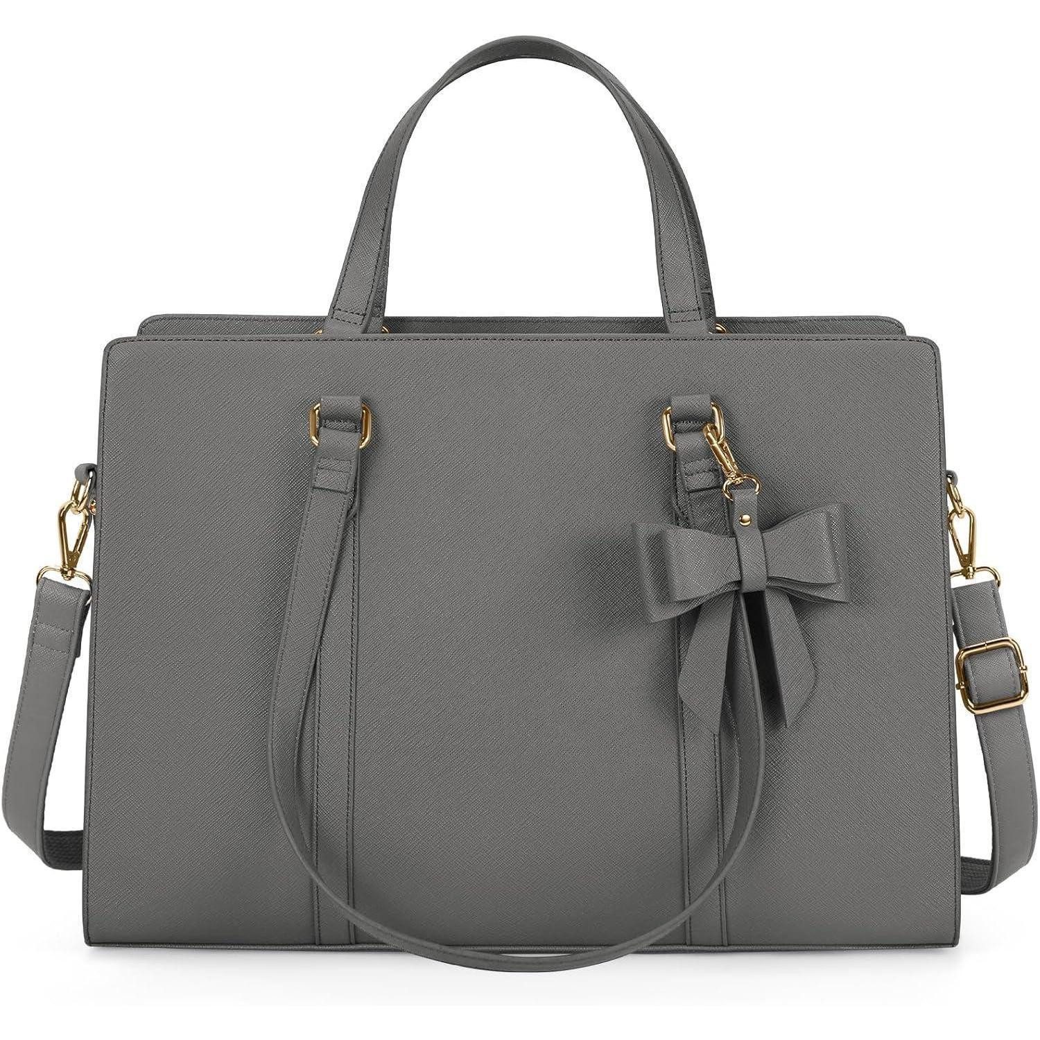 Laptoptasche Handtasche Damen Schwarz Große Laptoptasche 15.6 Zoll PU Leder