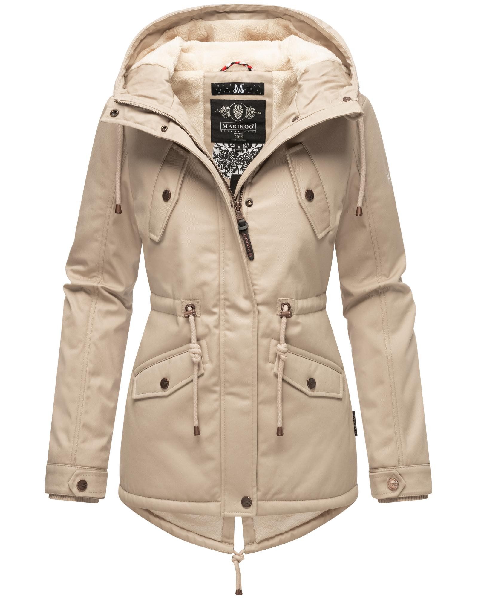 Marikoo Winterjacke Manolya stylischer Kurzmantel mit weichem Teddyfell-Futter