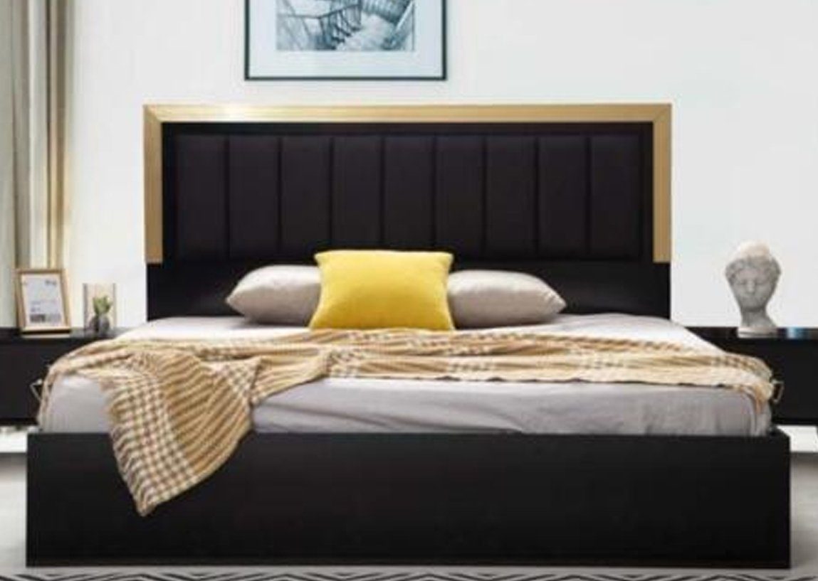 Betten Designer Made Schwarzes Doppelbett Bett In Moderne Bettgestell Luxus Design, JVmoebel Europe