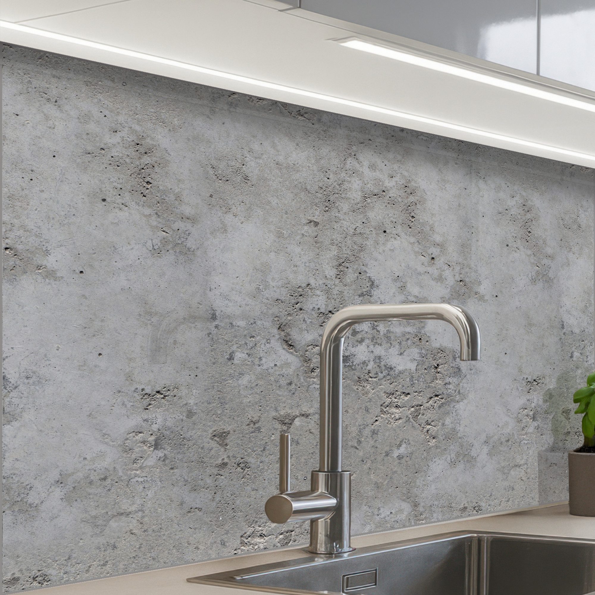 KitchenYeah Küchenrückwand Muster selbstklebend (keine Folie) Muster - Grau - Alt - Beton, (1-tlg), Spritzschutz, Küche, Rückwand, Küchenwand, Küchenfront, 30x20 cm