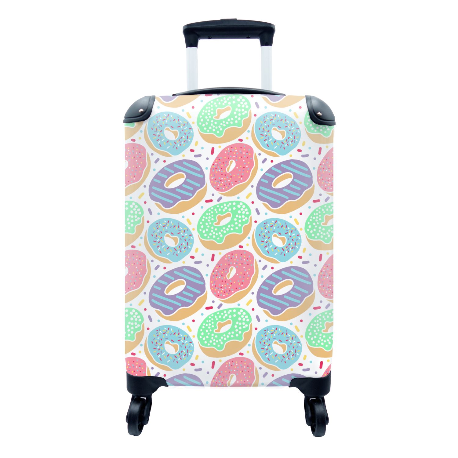 MuchoWow Handgepäckkoffer Donut - Muster - Pastell, 4 Rollen, Reisetasche mit rollen, Handgepäck für Ferien, Trolley, Reisekoffer