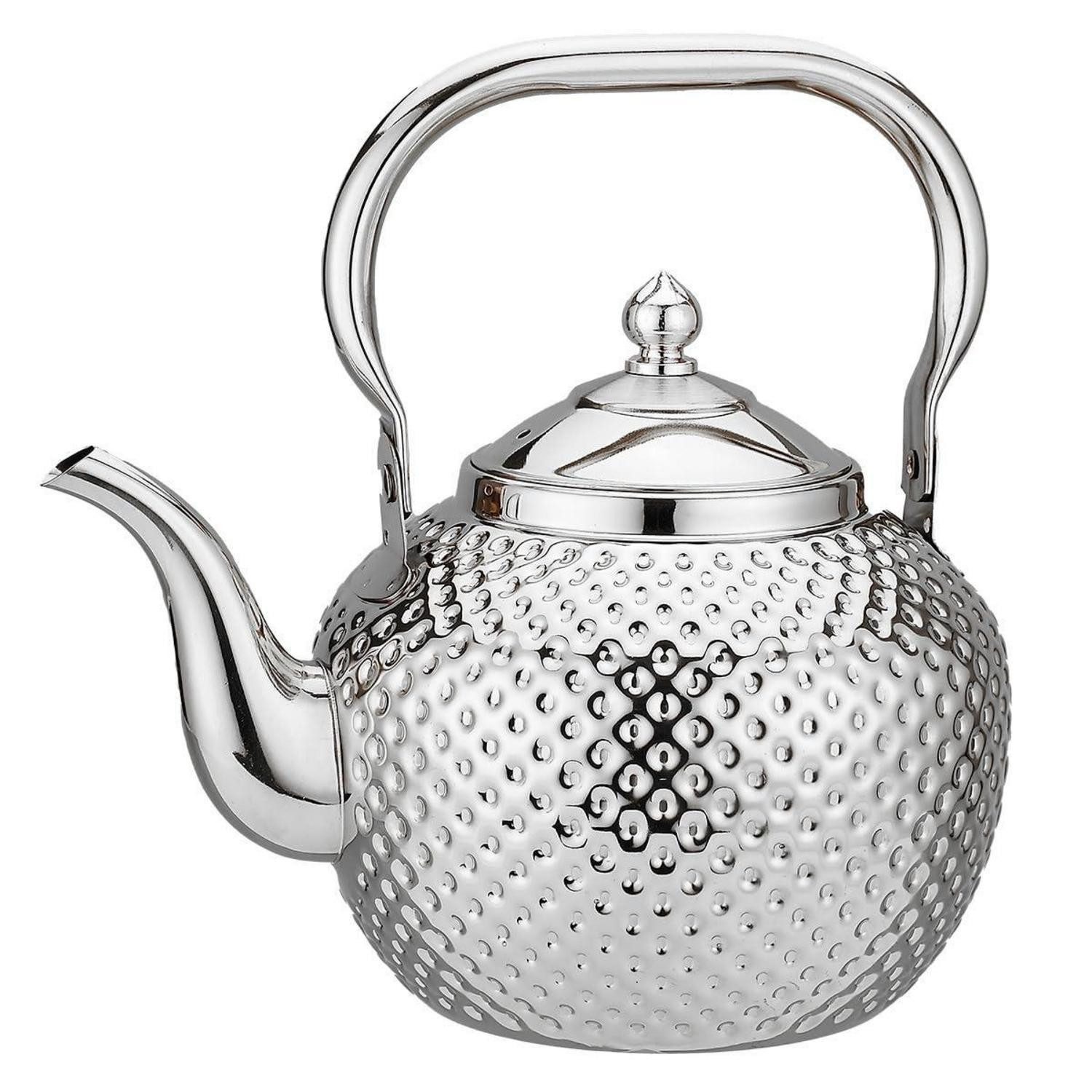 LuxusKollektion Teekanne Edelstahl Teekanne mit Sieb 1.5L Induktion Silber