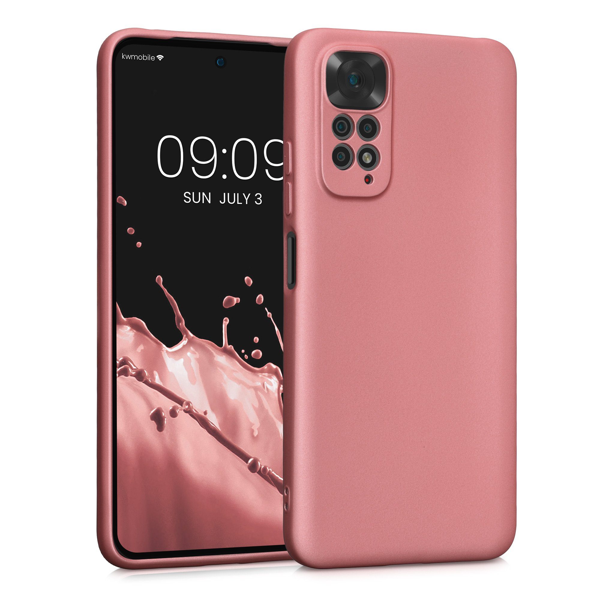 kwmobile Handyhülle Handyhülle für Xiaomi Redmi Note 11 / Note 11S Hülle, weiche Silikon Case metallisch schimmernd - Schutzhülle Cover
