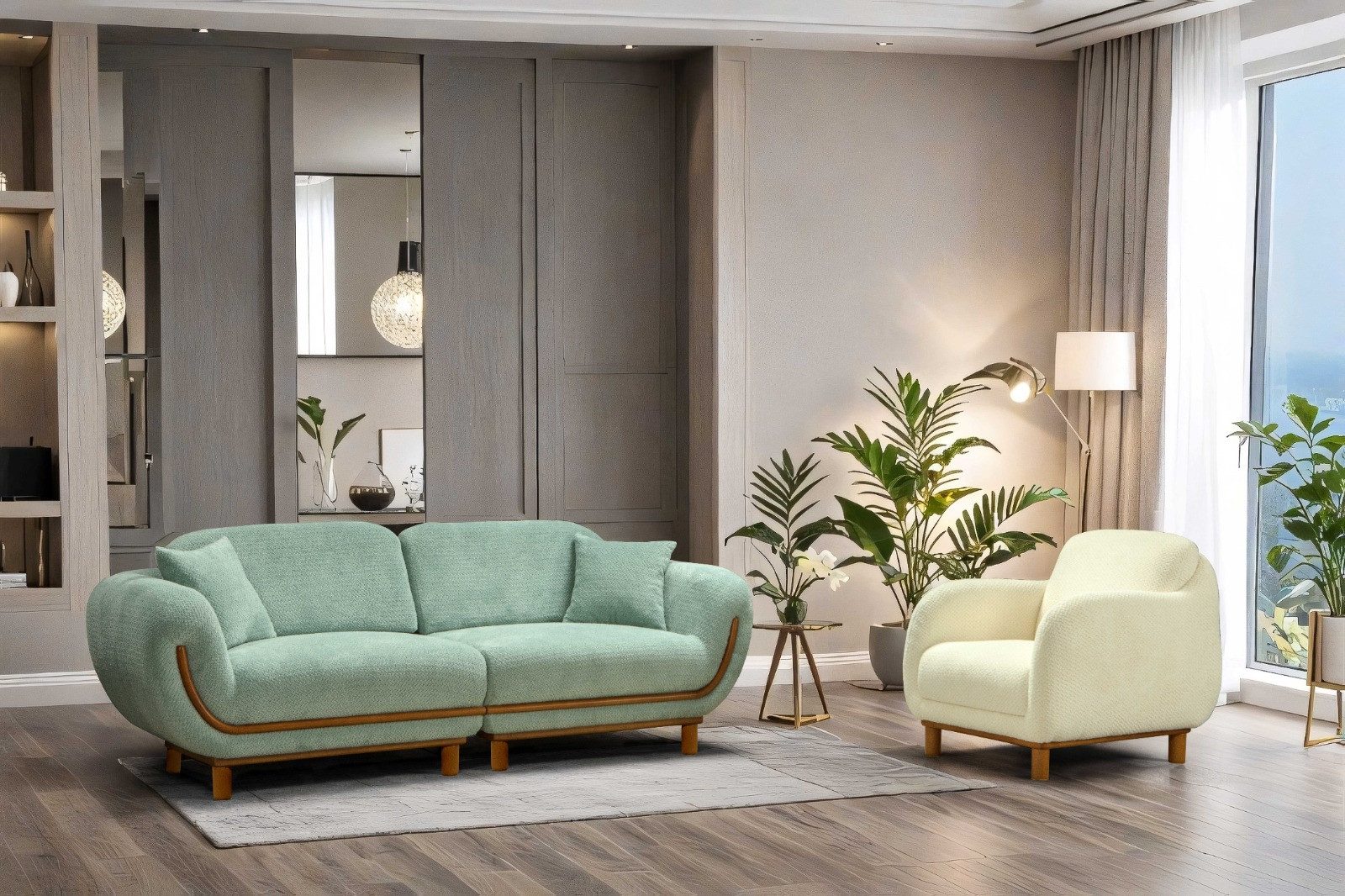 Polsterei Marya Polstergarnitur Inci: 2+2-Sitzer Sofa + 1 Sessel, (Bringen Sie mit dem stilvollen Set INCI, bestehend aus einem großzügigen 2+2-Sitzer Sofa und komfortablen Sesseln, Eleganz und Gemütlichkeit in Ihr Wohnzimmer., 3-tlg., Hochwertige Materialien, sorgfältige Verarbeitung und modernes Design), Höchster Sitzkomfort & langlebige Qualität