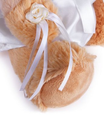 BRUBAKER Kuscheltier Teddybär Braut im Hochzeitskleid weiß (1-St., Hochzeitsgeschenk Kuscheltier), 25 cm Teddy Geschenk für Hochzeit und Verlobung