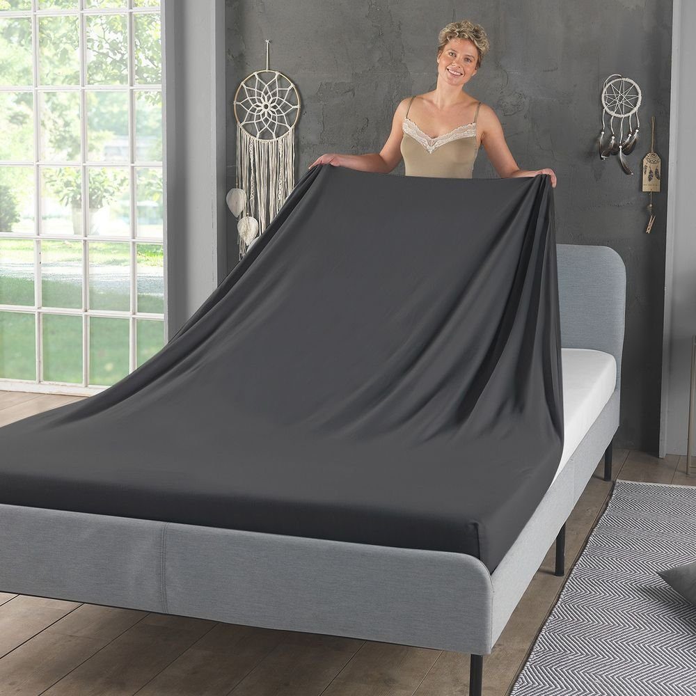 Malika Spannbettlaken Jersey aus 100% Baumwolle, Baumwolle, Gummizug: Rundum, (2 Stück), pflegeleicht und atmungsaktiv, verschiedene Größen und Farben