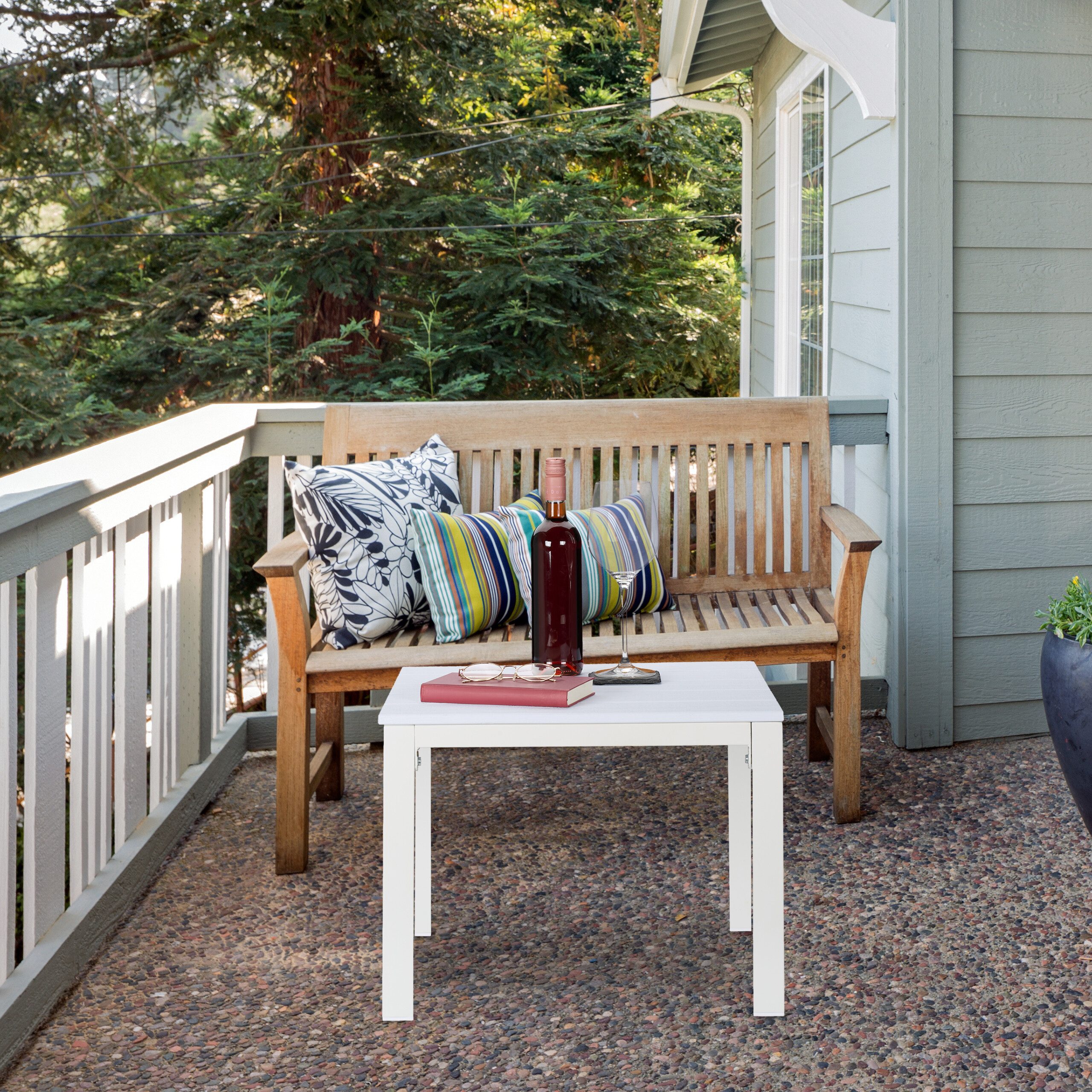 relaxdays Gartentisch Beistelltisch Balkon, Weiß günstig online kaufen