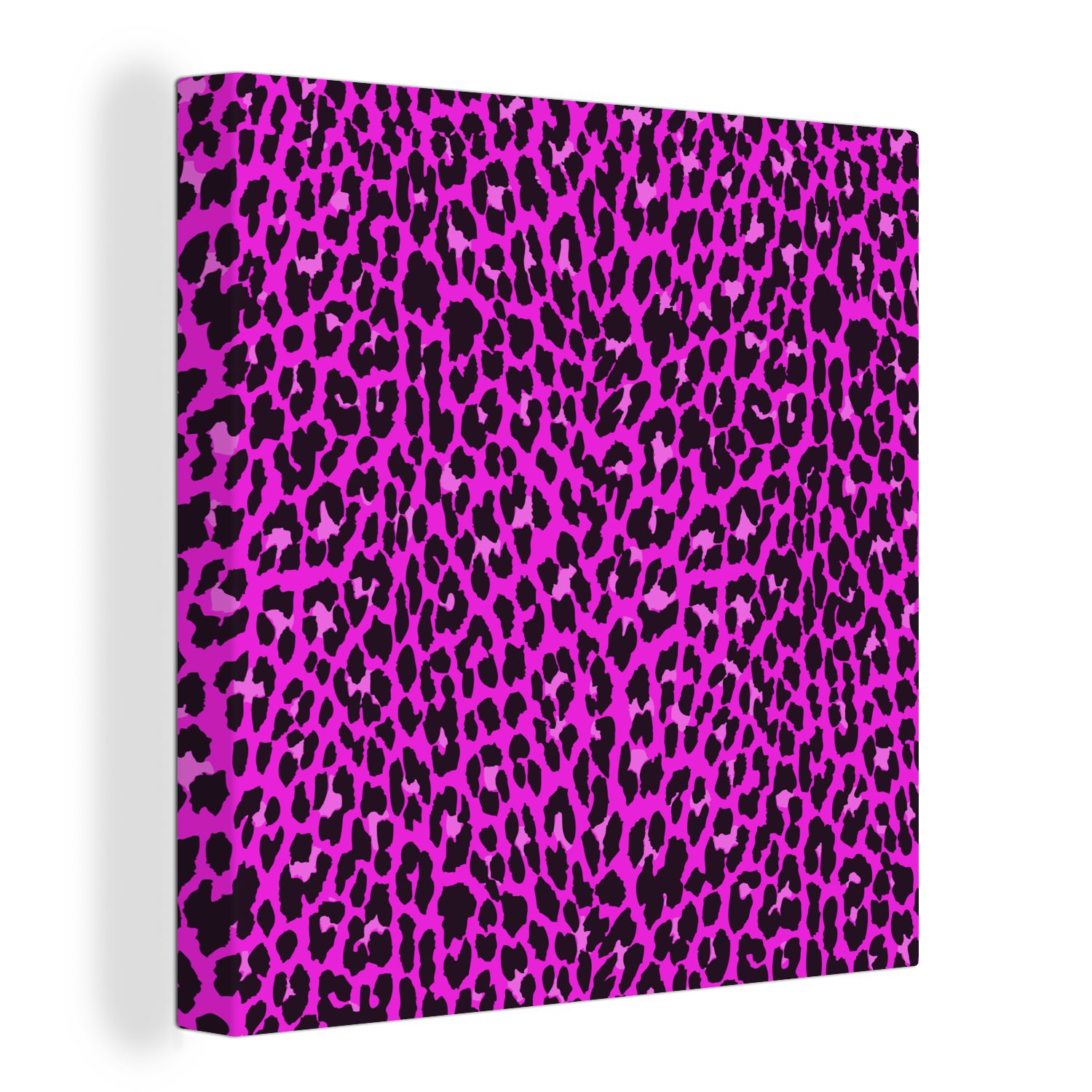 OneMillionCanvasses® Leinwandbild Leopardenmuster - Muster - Rosa, (1 St), Leinwand Bilder für Wohnzimmer Schlafzimmer