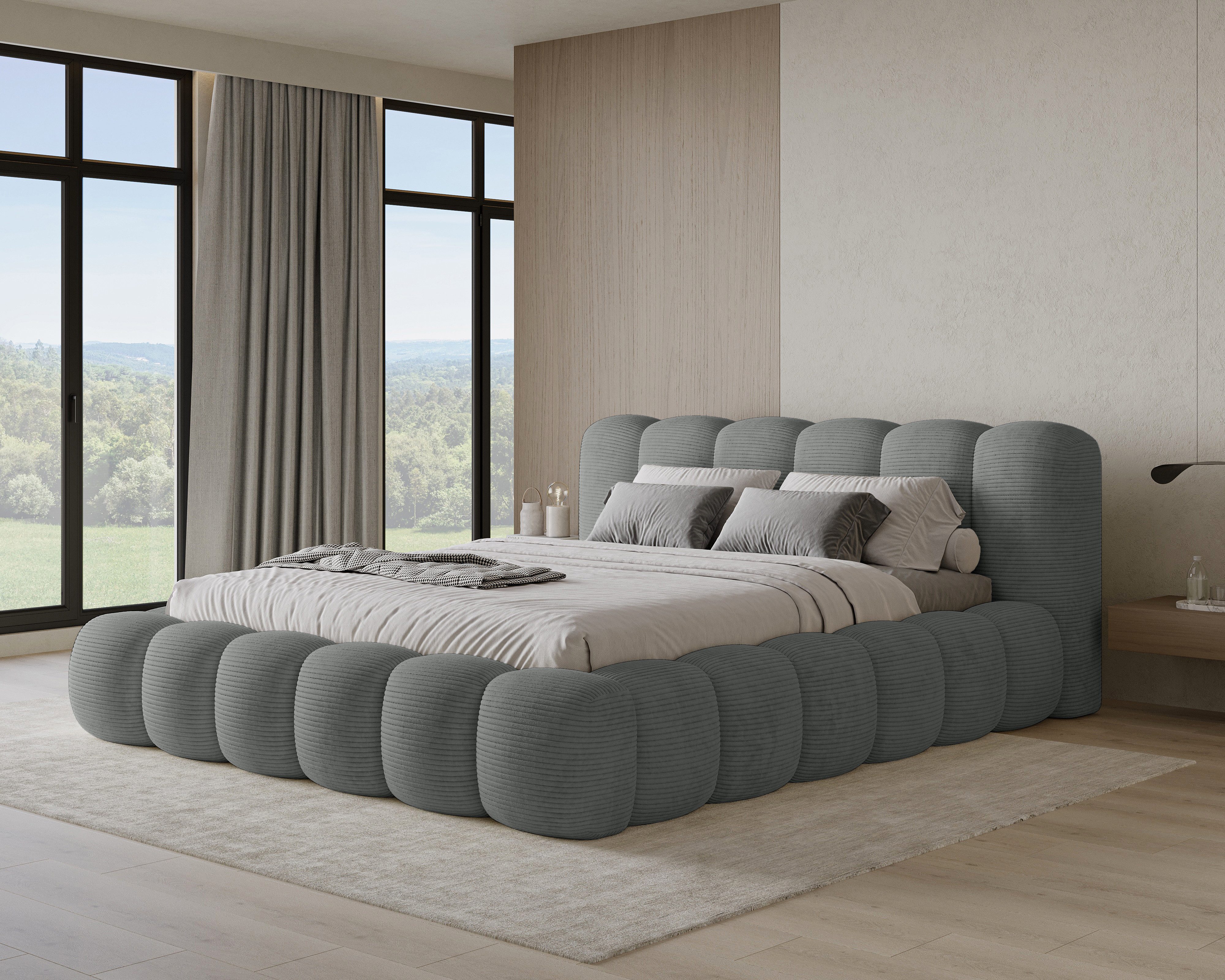 Chilly Möbel Polsterbett Stone Cord Stoff 140x200 cm mit Stauraum Poso 60 günstig online kaufen