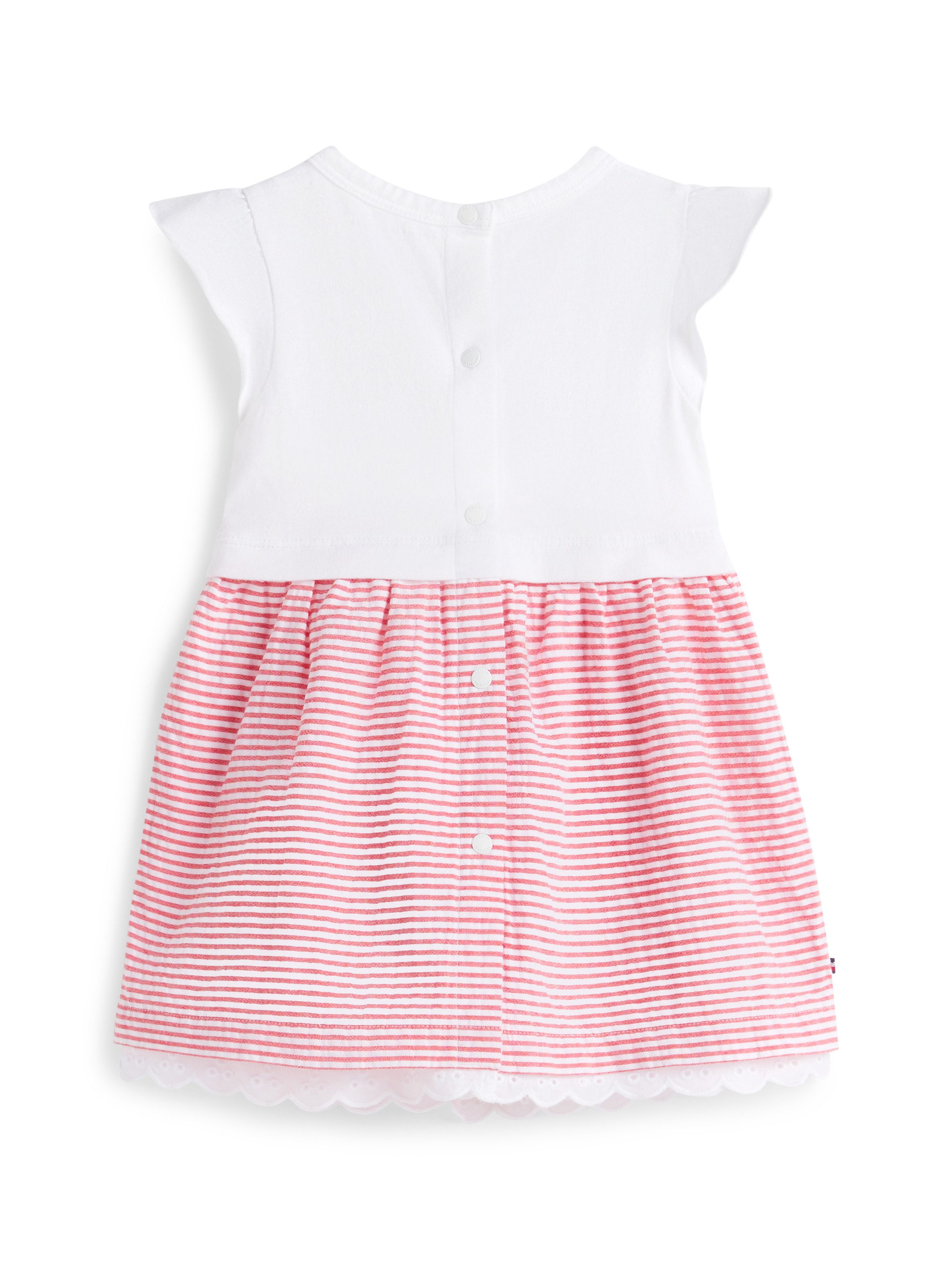 Tommy Hilfiger Jerseykleid SEERSUCKER RED COMBI DRESS S/S für Babys, mit Lochstickerei am Saum, Druckknöpfe