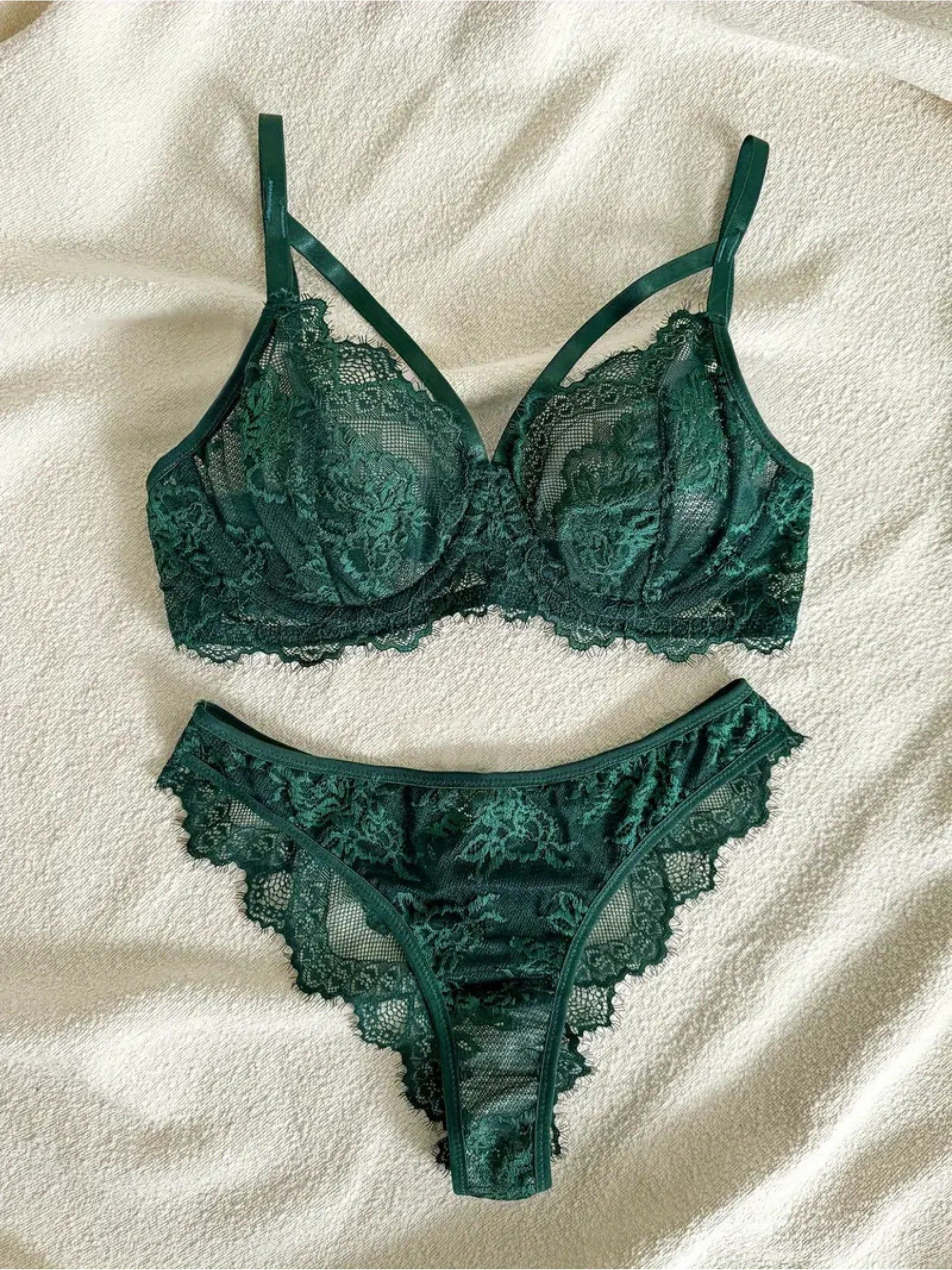 Set: Bügel-BH Elegante Reizwäsche – Sexy Dessous-Set mit feiner Wimpernspitze