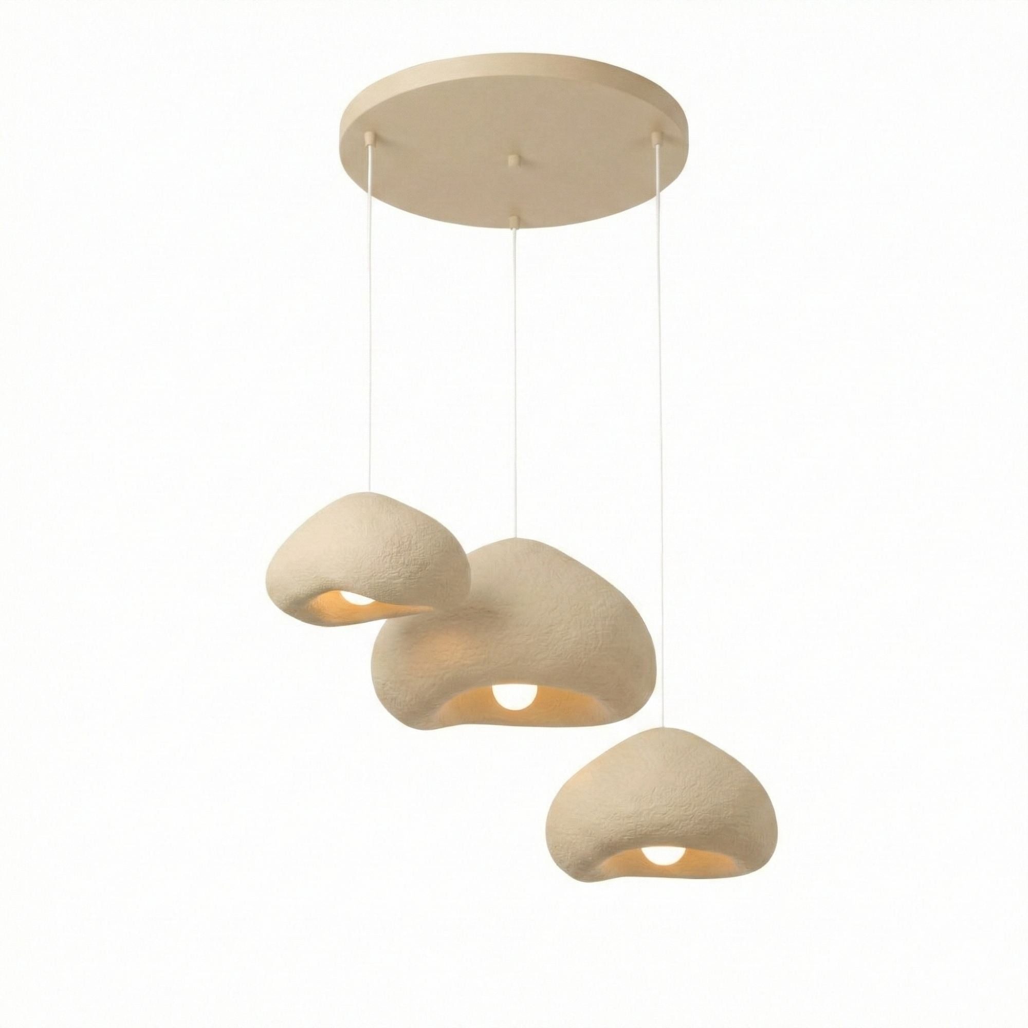 Opviq Kronleuchter, ohne Leuchtmittel, beige aus Metall mit Fiberglas-Schirm, E27