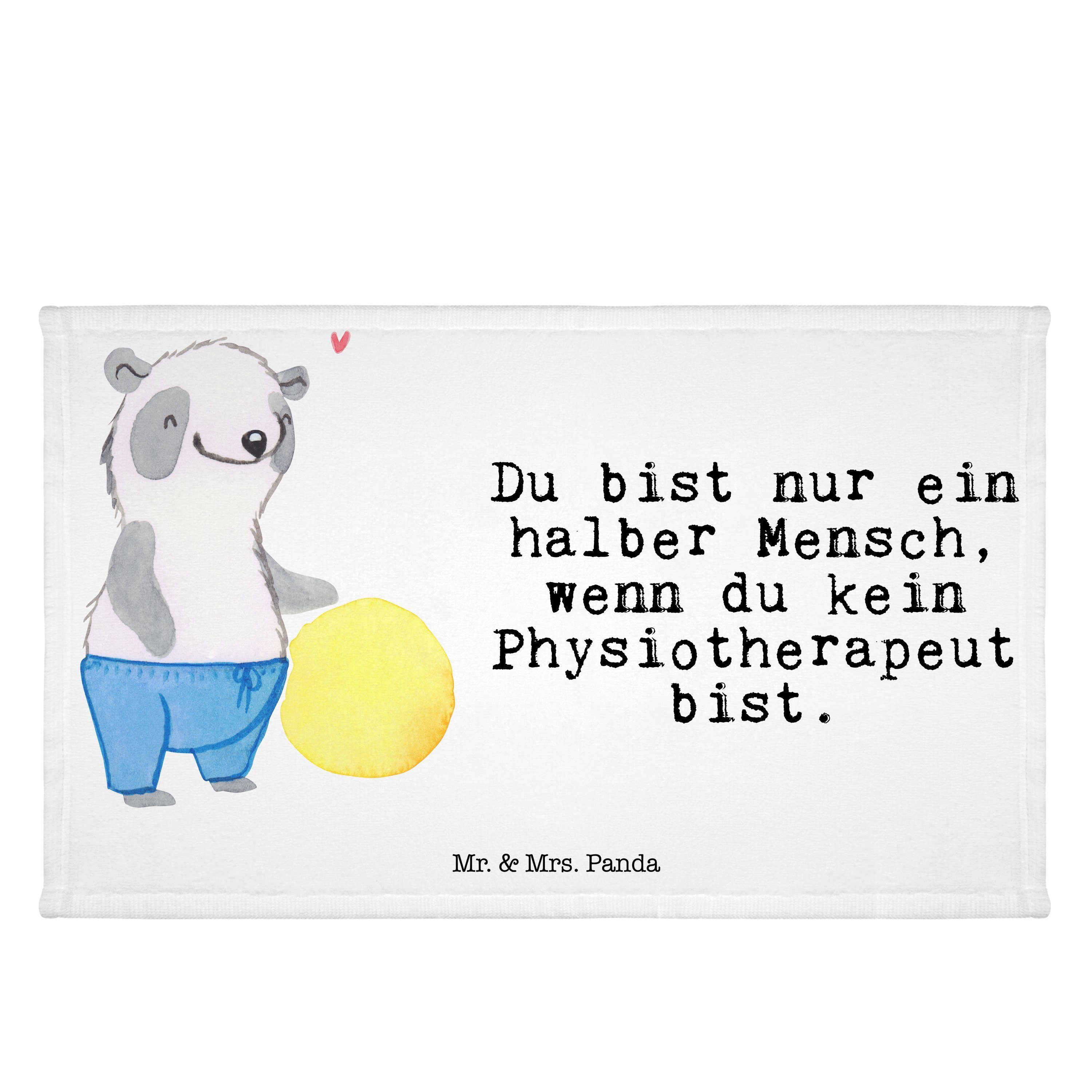 Physiotherapeut Mr. Reisehandtuch, - Frottier, (1-St) & Panda mit Weiß - Mrs. Geschenk, Handtuch Herz