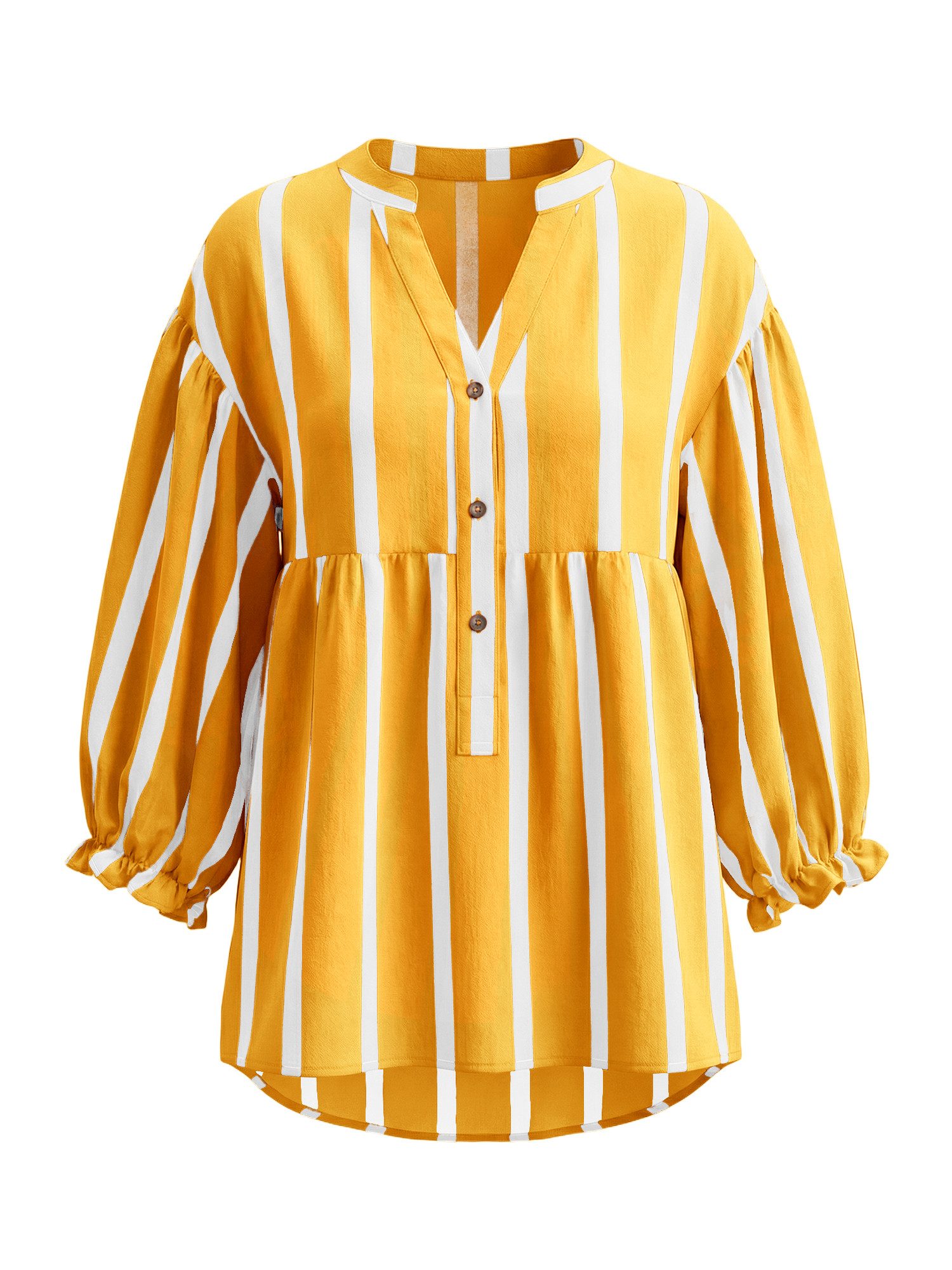 Blusentop Damen Puffärmel Bluse gestreift