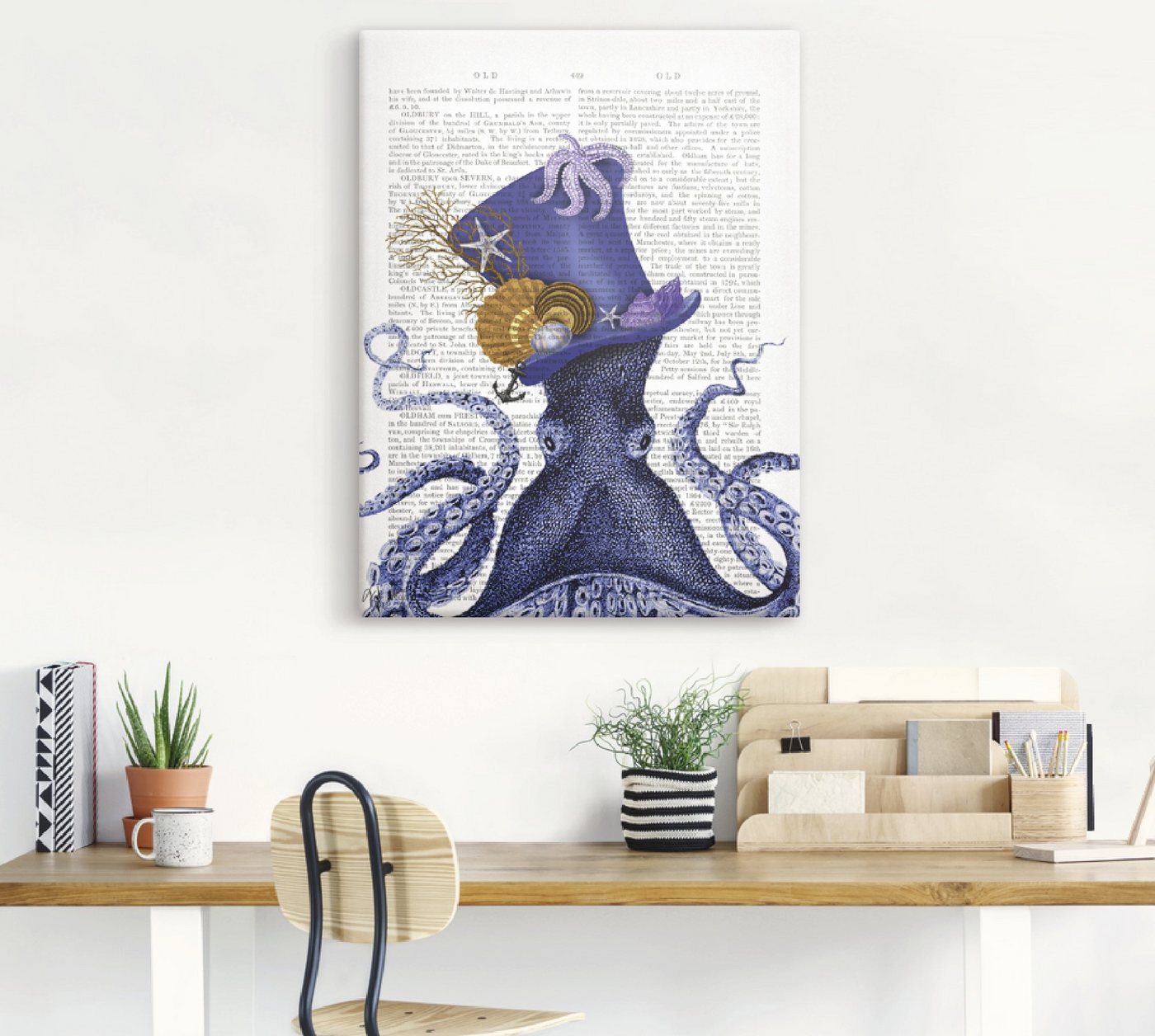 Artland Wandbild »Oktopus mit Hut«, Wassertiere (1 Stück), in vielen Größen & Produktarten - Alubild / Outdoorbild für den Außenbereich, Leinwandbild, Poster, Wandaufkleber / Wandtattoo auch für Badezimmer geeignet-kaufen