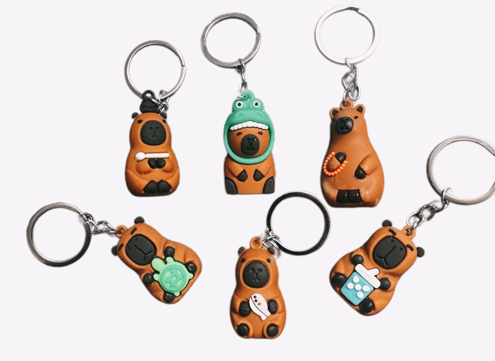 soma Брелки Capybara Anhänger KeyChain 4 cm Glücksbringer unsortiert nicht wählbar (Set, 1-tlg., Geschenk-Set), Брелки Haustierschlüsselanhänger Geschenk unsortiert