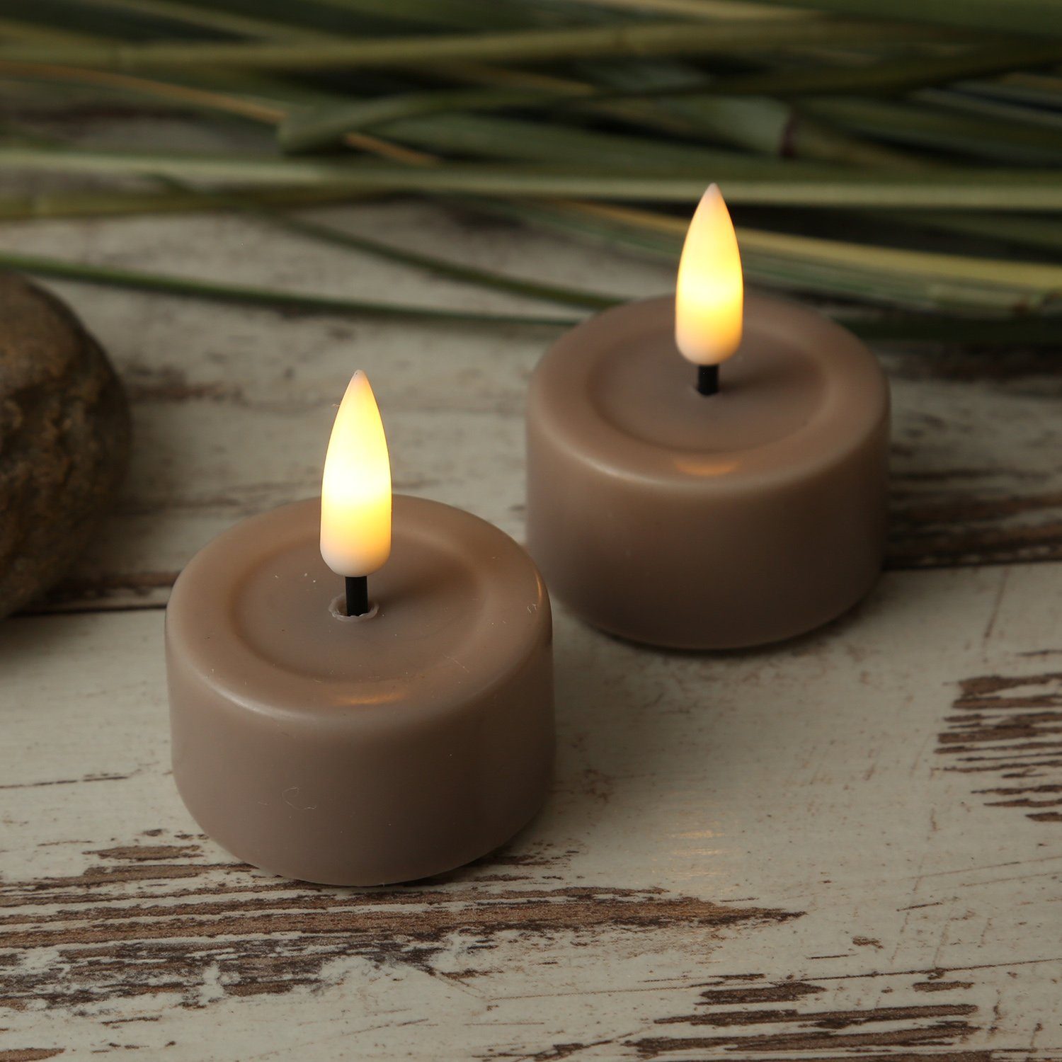 Deluxe Homeart LED-Kerze LED Teelichter Mia flackernd inkl. Batterien D: 4,1cm altrosa 2 Stück (2-tlg)