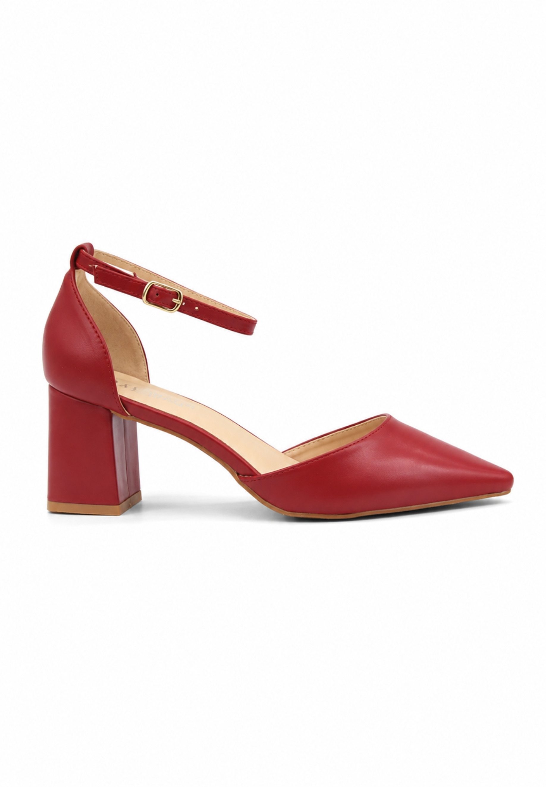 Elara Damen Pumps mit Fesselriemen, spitzer Form und Blockabsatz Sandalette