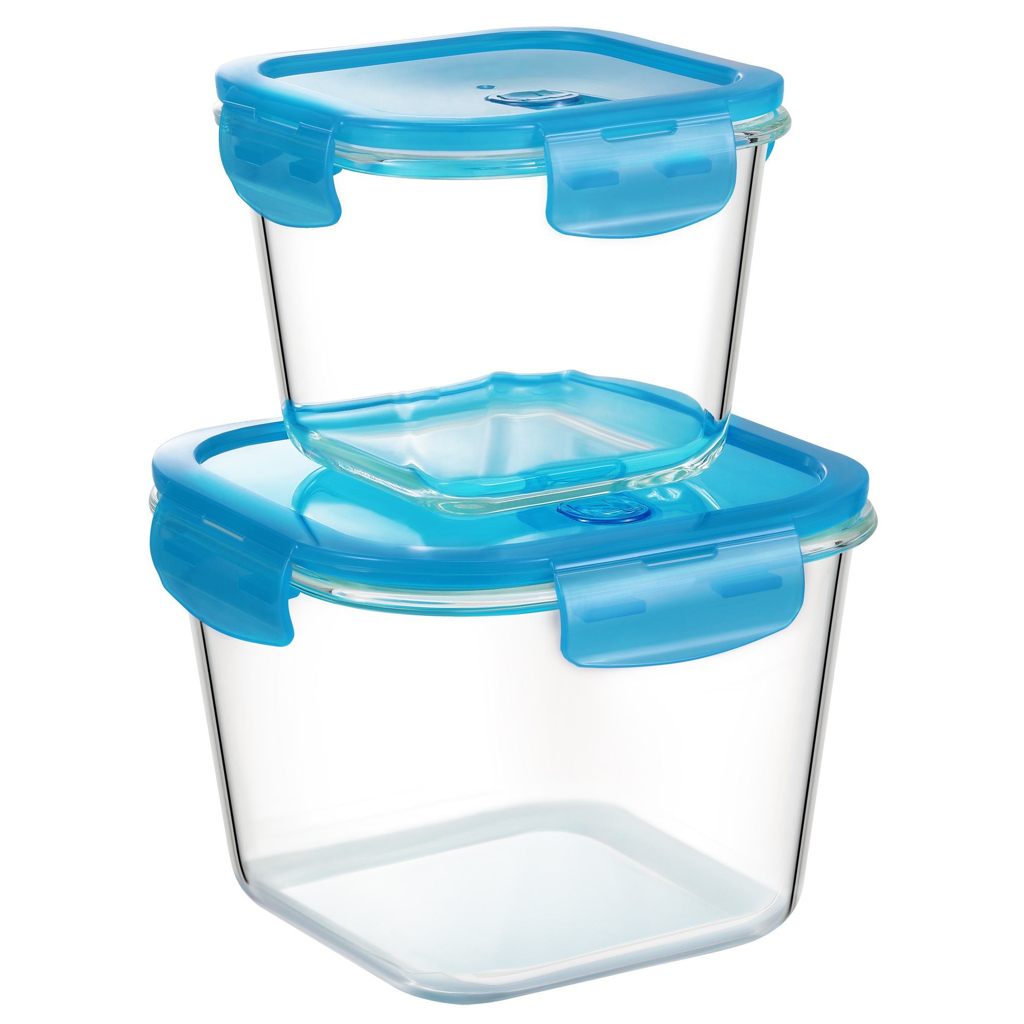 PIE LOCK Frischhaltedose Glasbehälter SLY-XPDS-2-PL, Borosilikatglas, (4  teiliges Set, 4-tlg., 2 Vorratsdosen, 2 Deckel mit Klickverschluss),  Frischhaltedosen Glas mit Deckel - Vorratsdosen