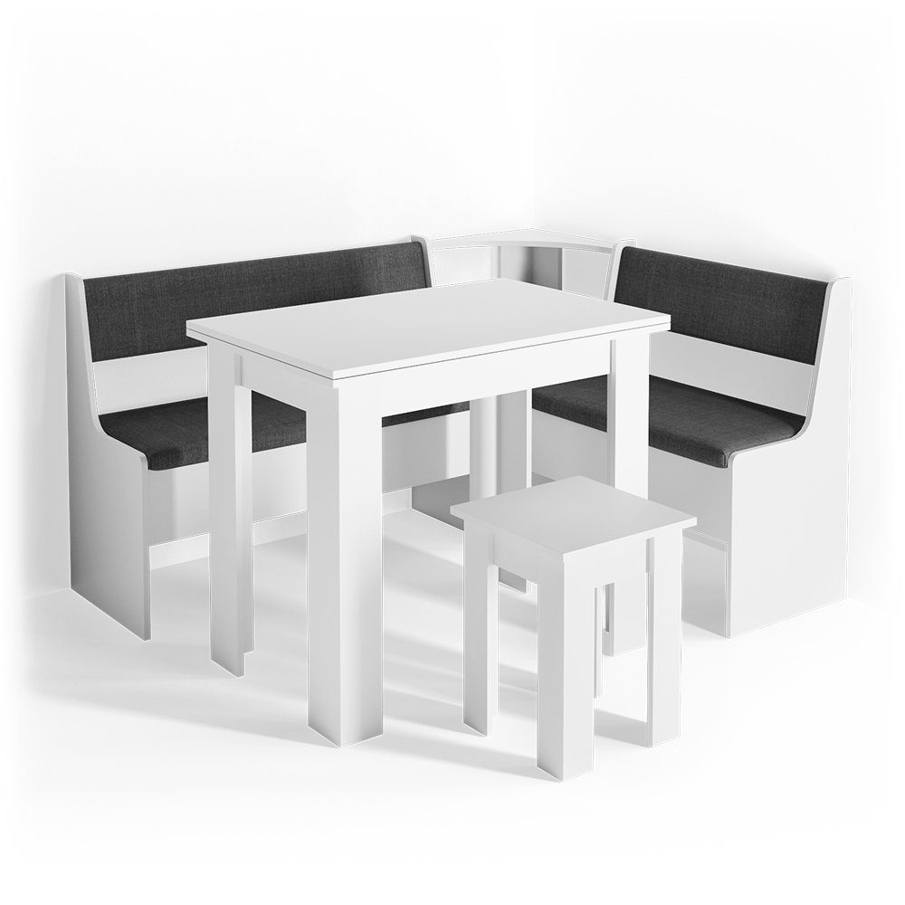 Vicco Sitzgruppe Roman, Weiß/Anthrazit, 150 x 120 cm mit Tisch, (Set, 5-tlg., 5-er Set), bequeme Polsterung