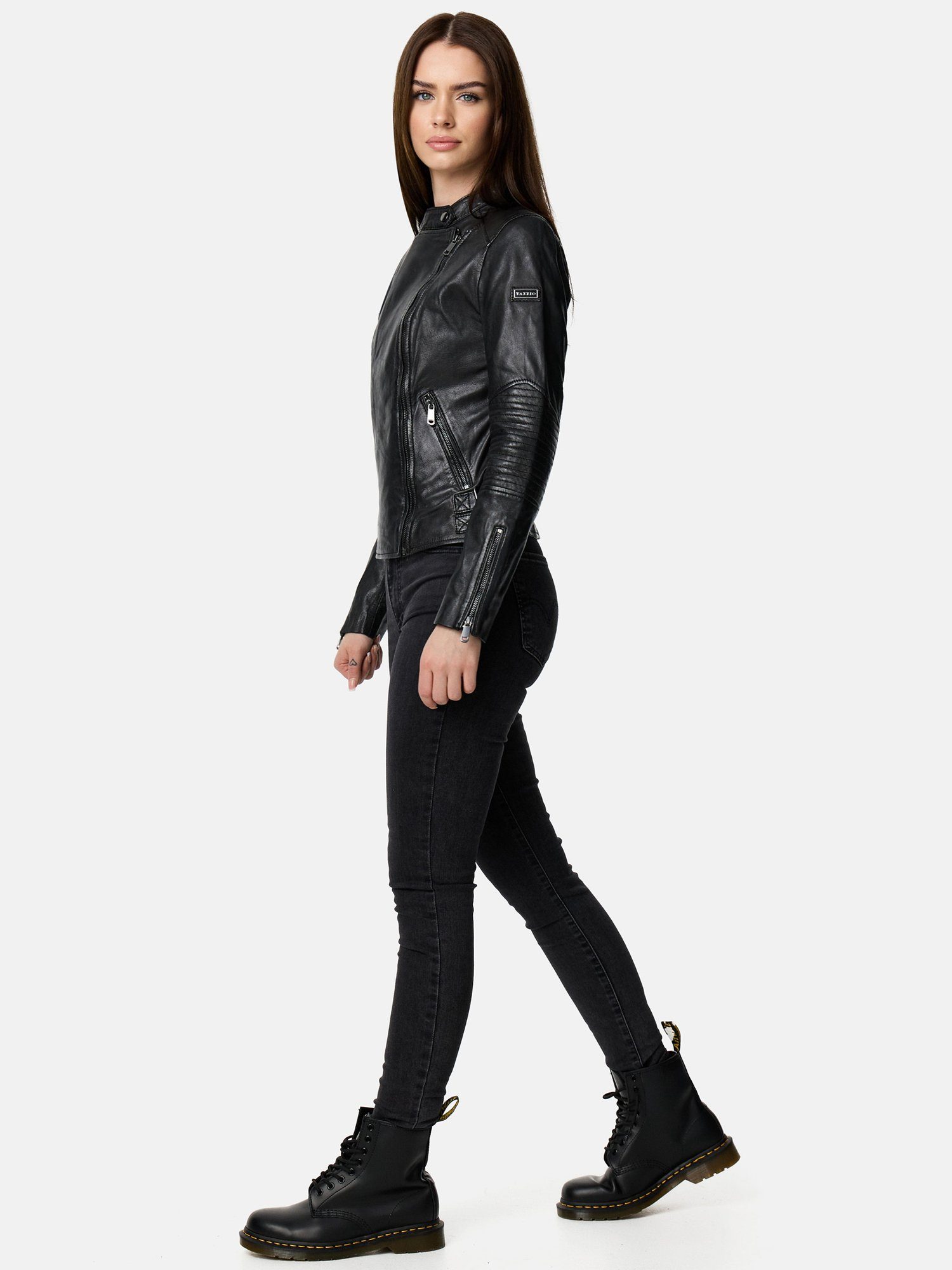 Tazzio Lederjacke F523 moderne & zeitlose Damen Jacke im Biker Look günstig online kaufen