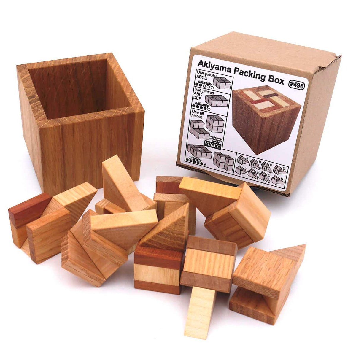 ROMBOL Denkspiele Spiel, Knobelspiel Akiyama Packing Box - sehr schwieriges  Puzzle mit 8 Teilen, Holzspiel