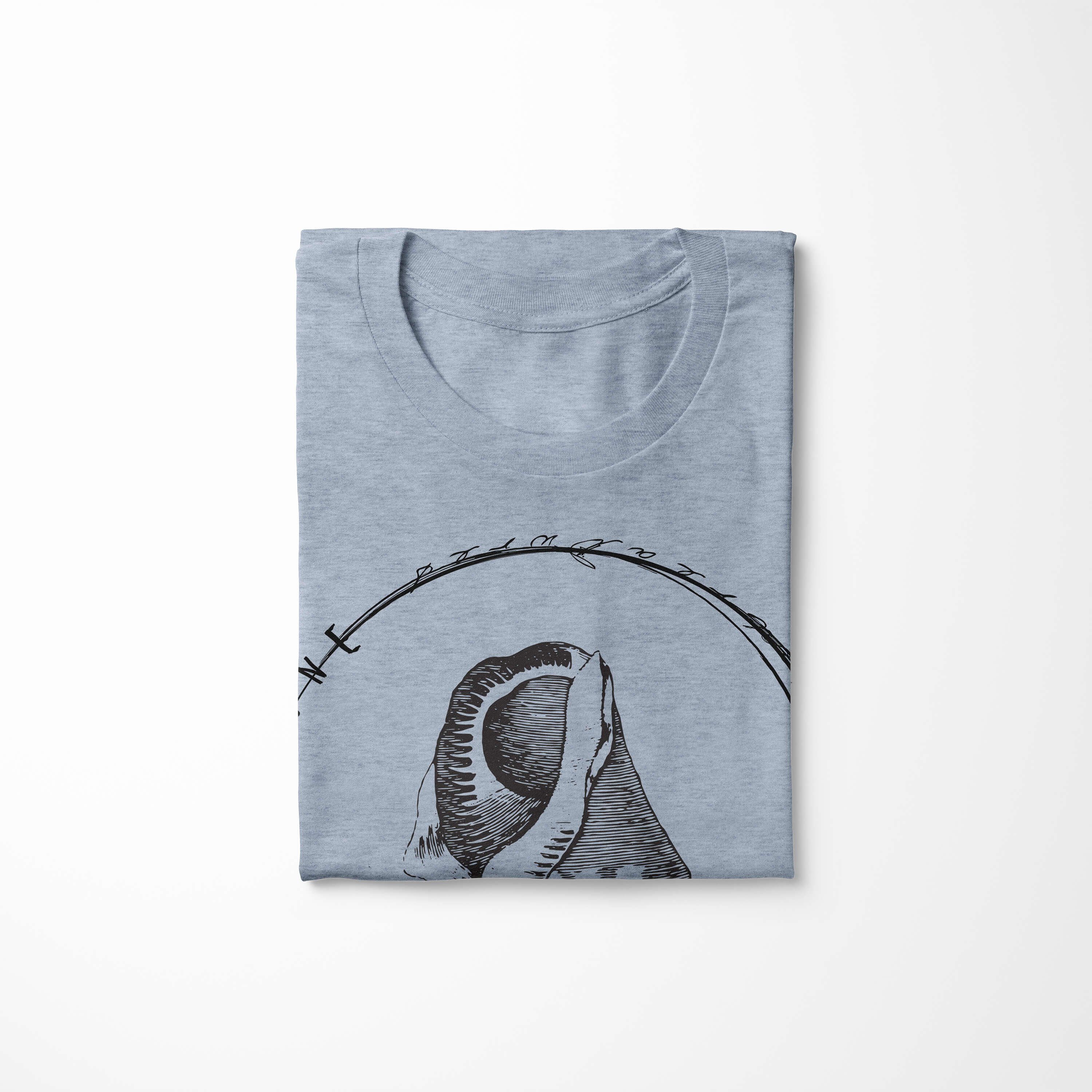 Schnitt und 028 Stonewash Fische / Art T-Shirt Struktur Sea Denim Tiefsee Creatures, T-Shirt Serie: Sea feine sportlicher - Sinus