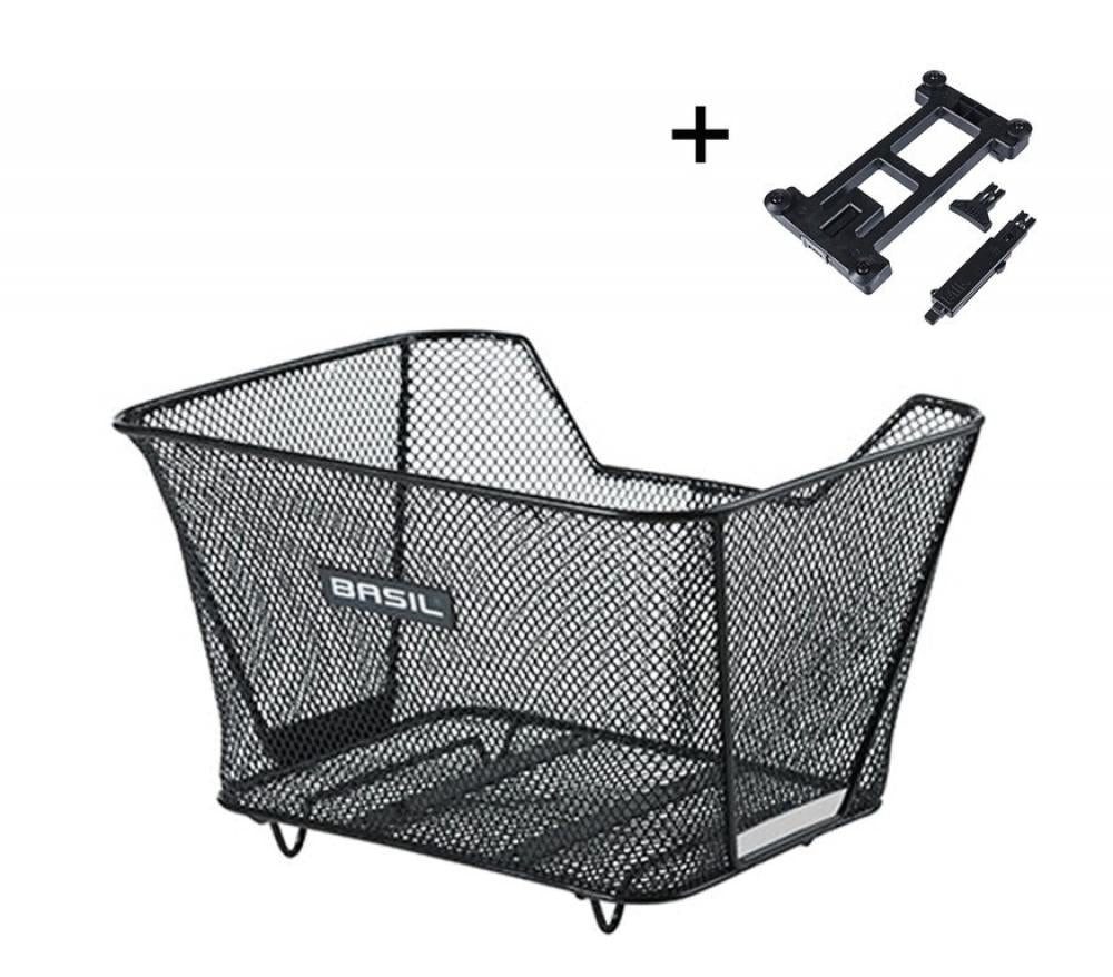 Basil Fahrradkorb Basil Lesto MIK Hinterradkorb - Stahl, engmaschig, schwarz, mit MIK-Ad